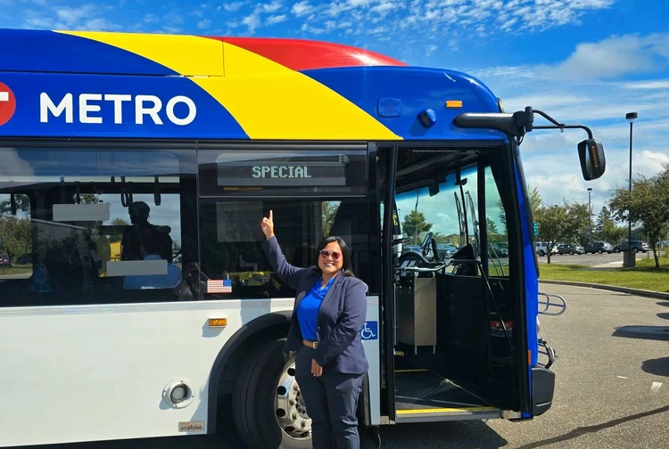 Irene Fernando at the opening of the C Line rapid bus route