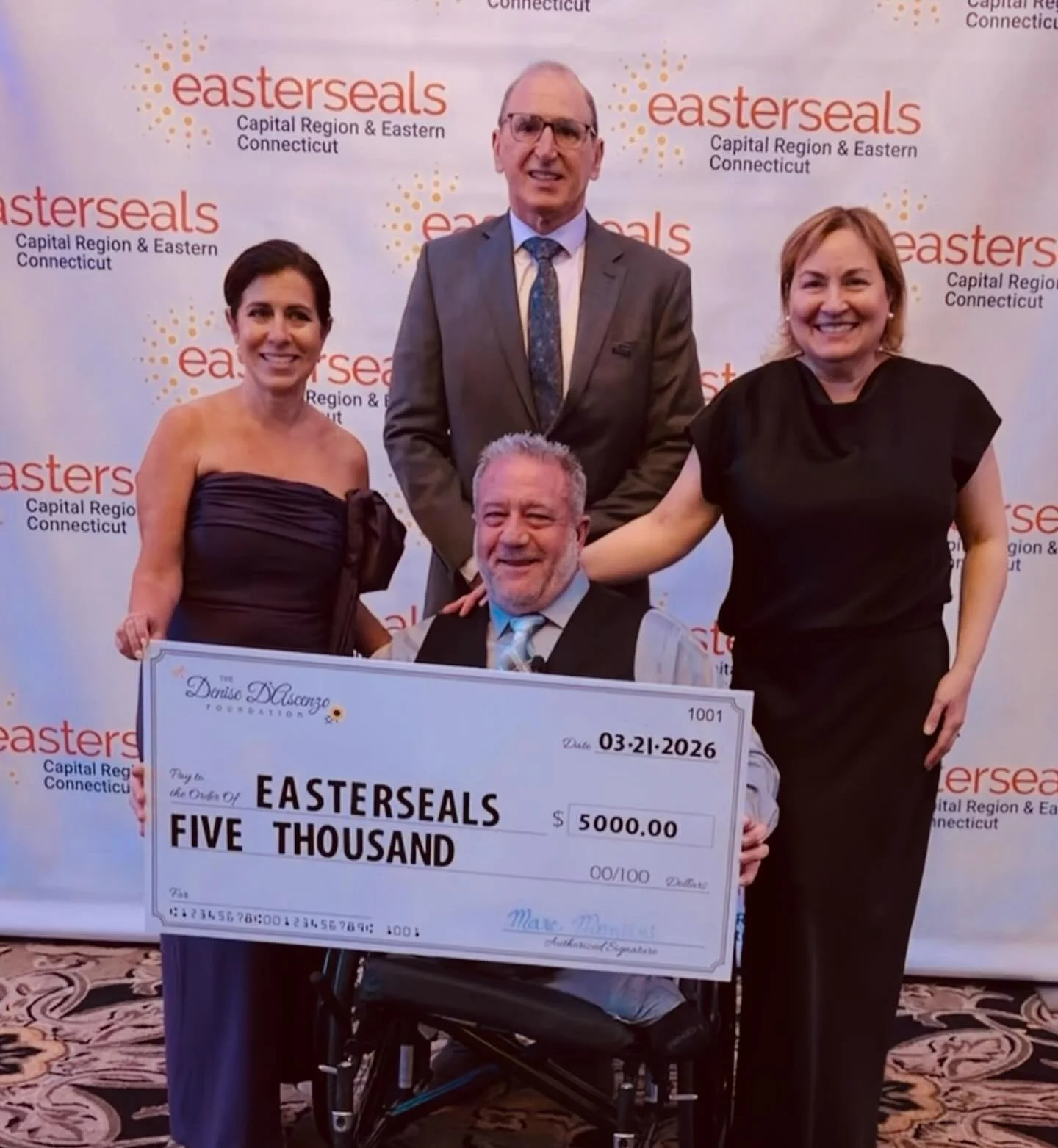 Members of The Denise D&rsquo;Ascenzo Foundation Board of Directors presented a $5,000 check to Robin Sharp, President &amp; CEO of Easterseals Capital Region and Eastern CT and Wendy Archer, Chief Marketing and Philanthropy Officer. We are proud to 
