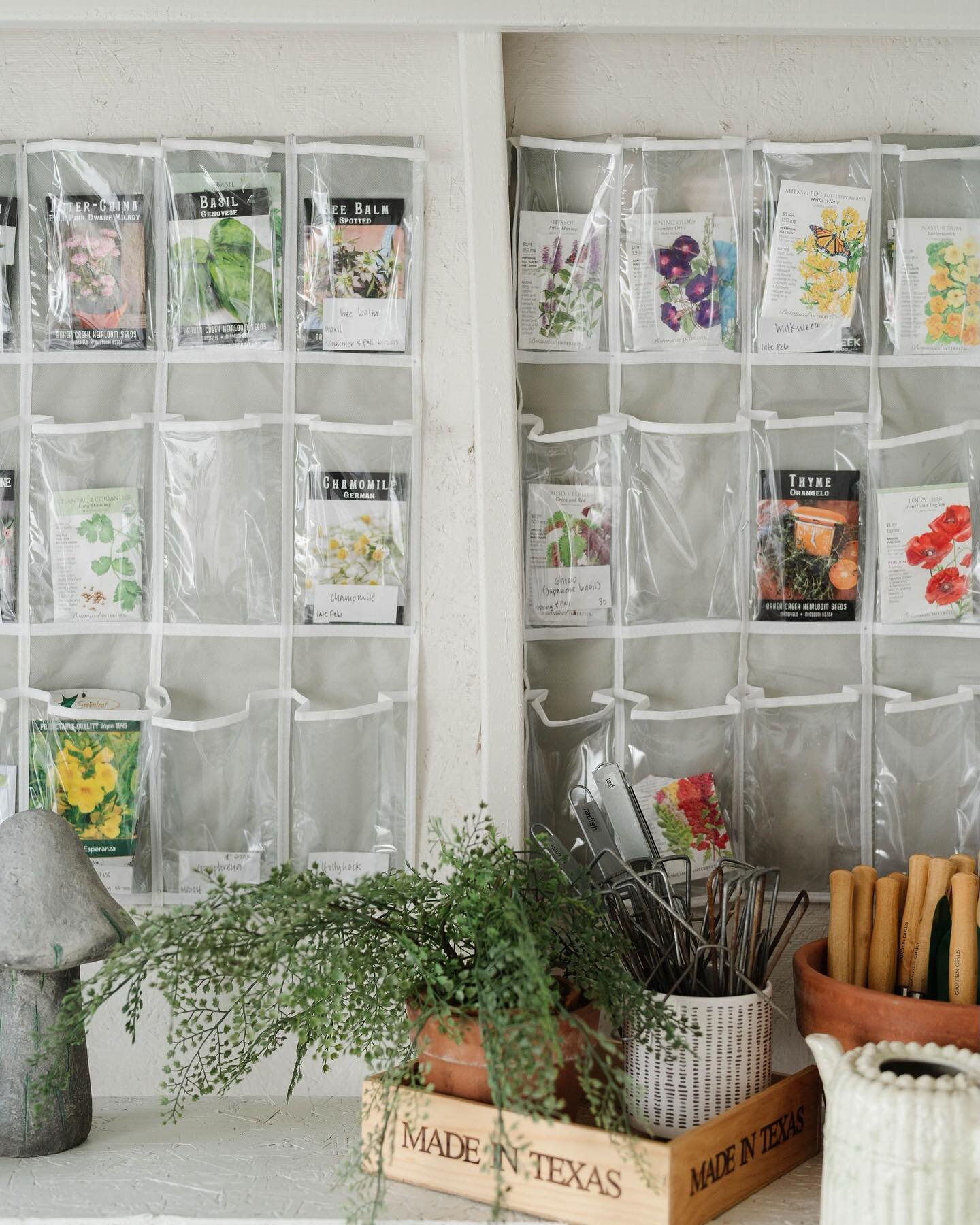 Need an indoor garden chore in this heat?  It&rsquo;s always a good idea to organize.  Look how @jenmcdhome spruced up her garden shed. 

Using shoe holders to organize seeds is brilliant.  You may notice that we use a lot of @bakercreekseeds in our 