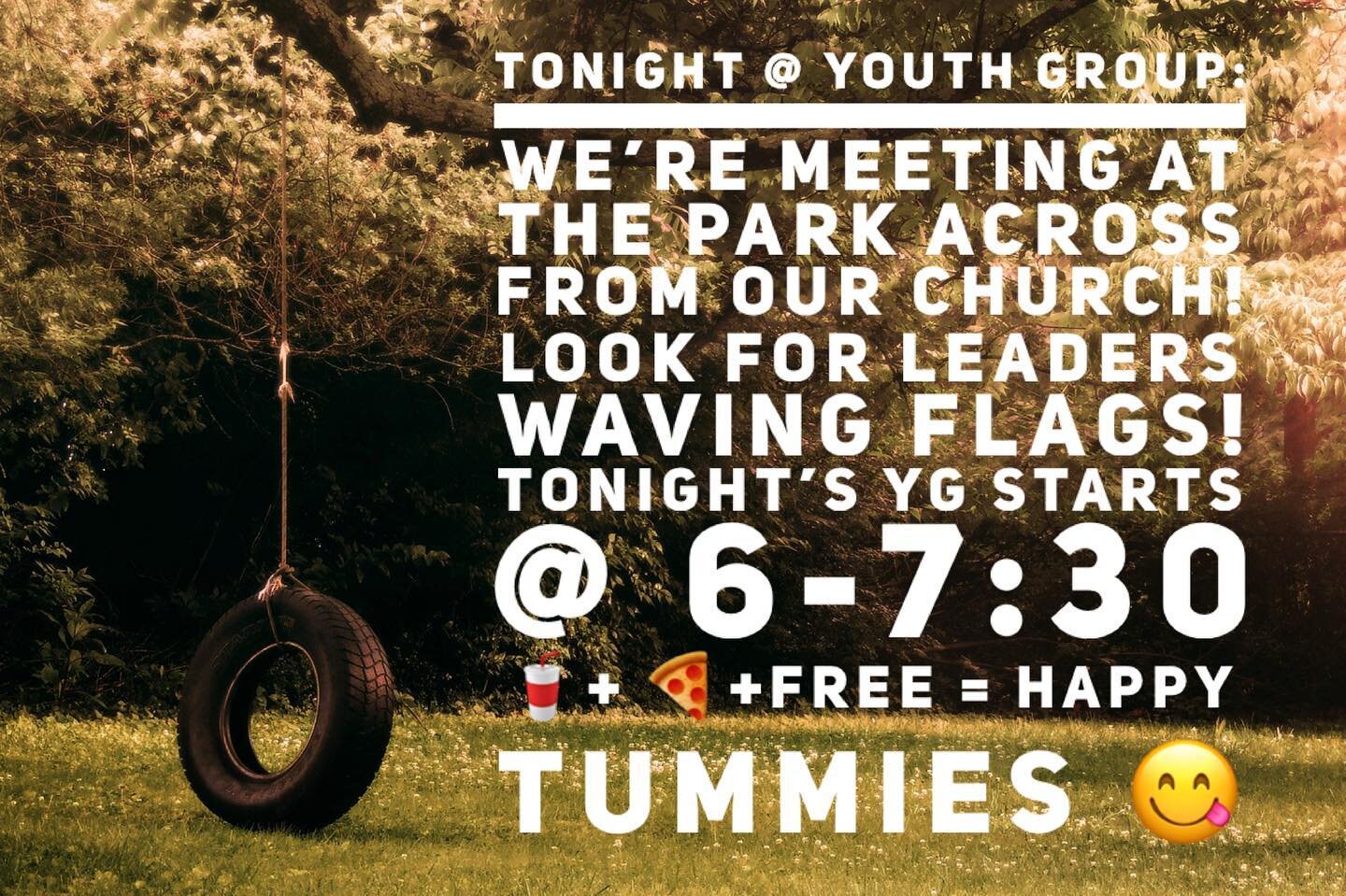 It&rsquo;s the last Monday for August 2022! Students, come meet us at the park across the from the church. Look for some of your youth leaders waving flags if you can&rsquo;t spot them. BRING YOU FRIENDS!!!! See a little later, my dudes. 😎🤘
~~~~~~

