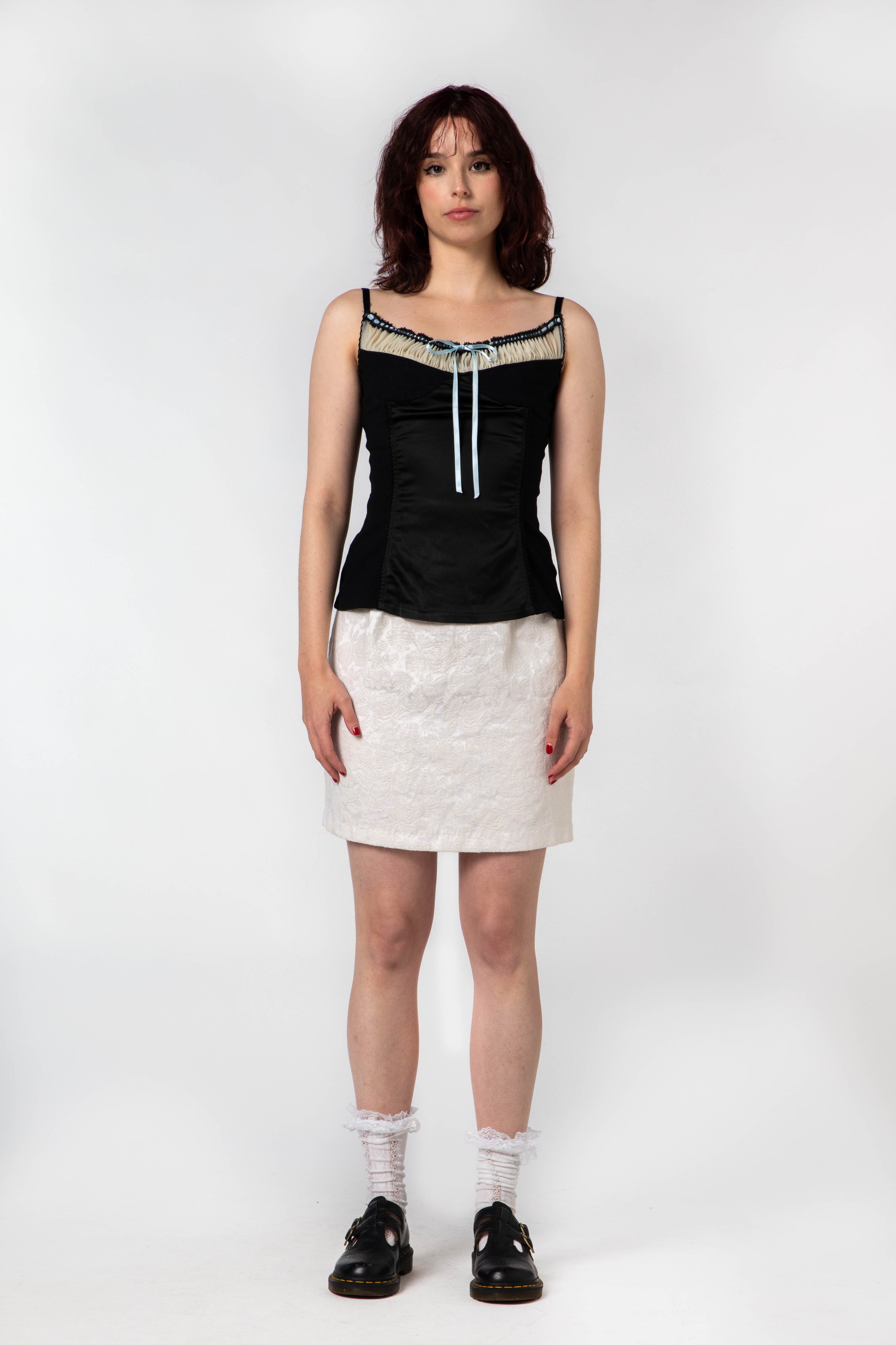 Vintage White Wallpaper Jacquard Skirt