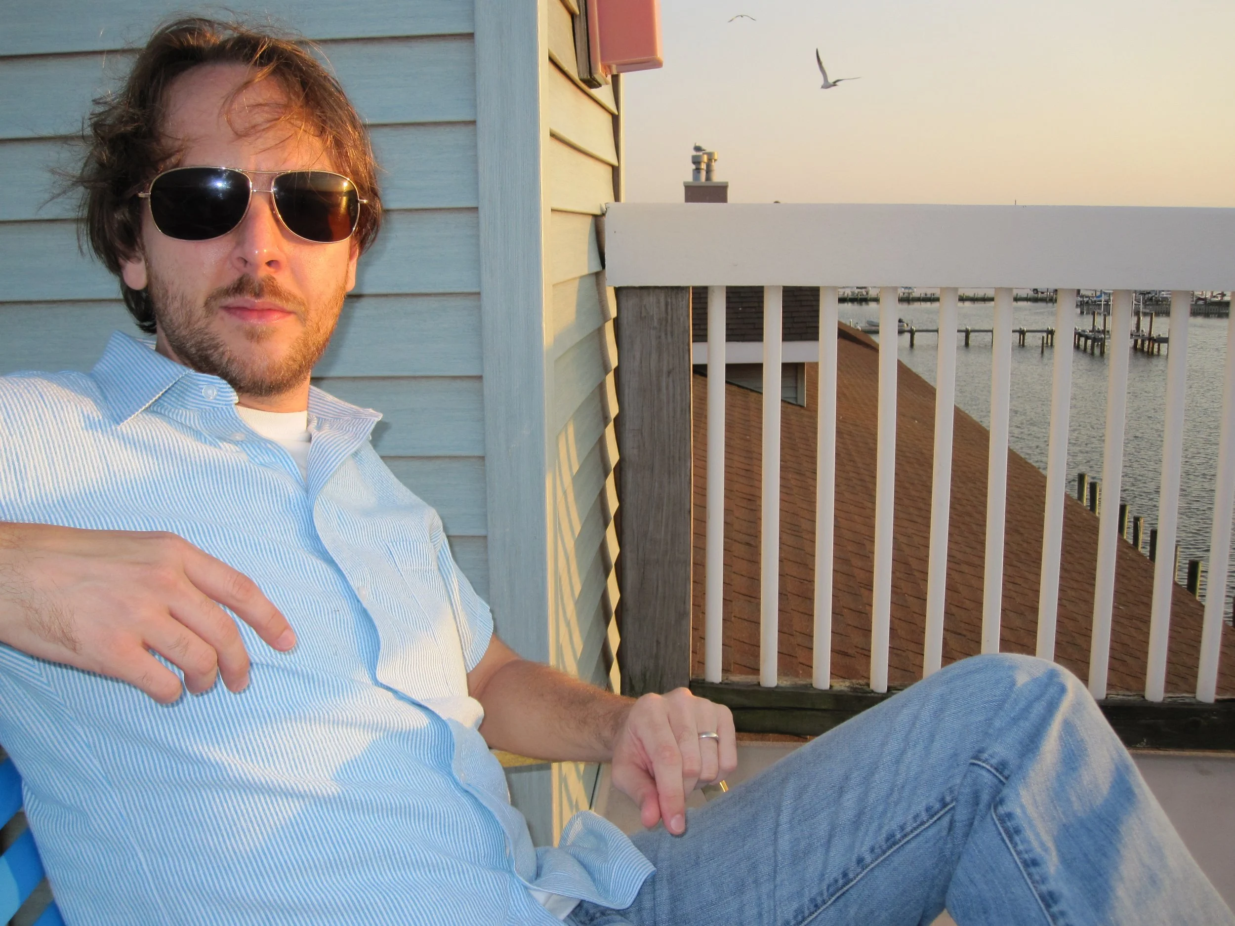 Karl Ward on a rooftop along the Atlantic coast