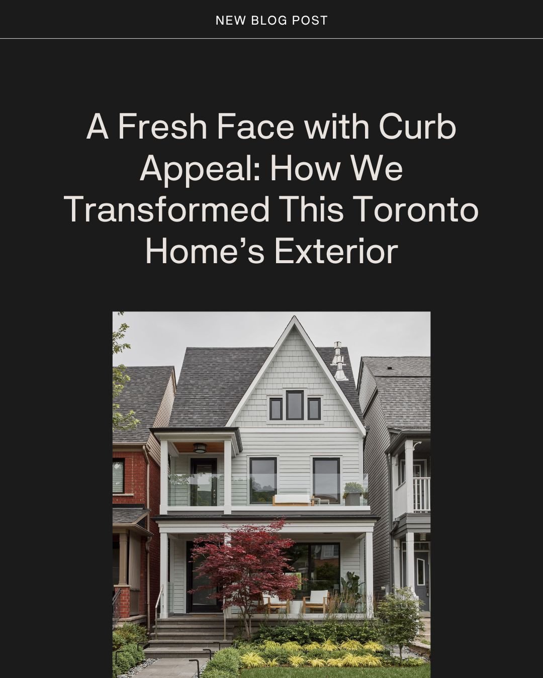 Read the full blog post and see the before-and-after transformation where we share all the details on how we transformed this Toronto home's front exterior without any large structural changes and drastically improved its curb appeal.⁠
⁠
Design @stud
