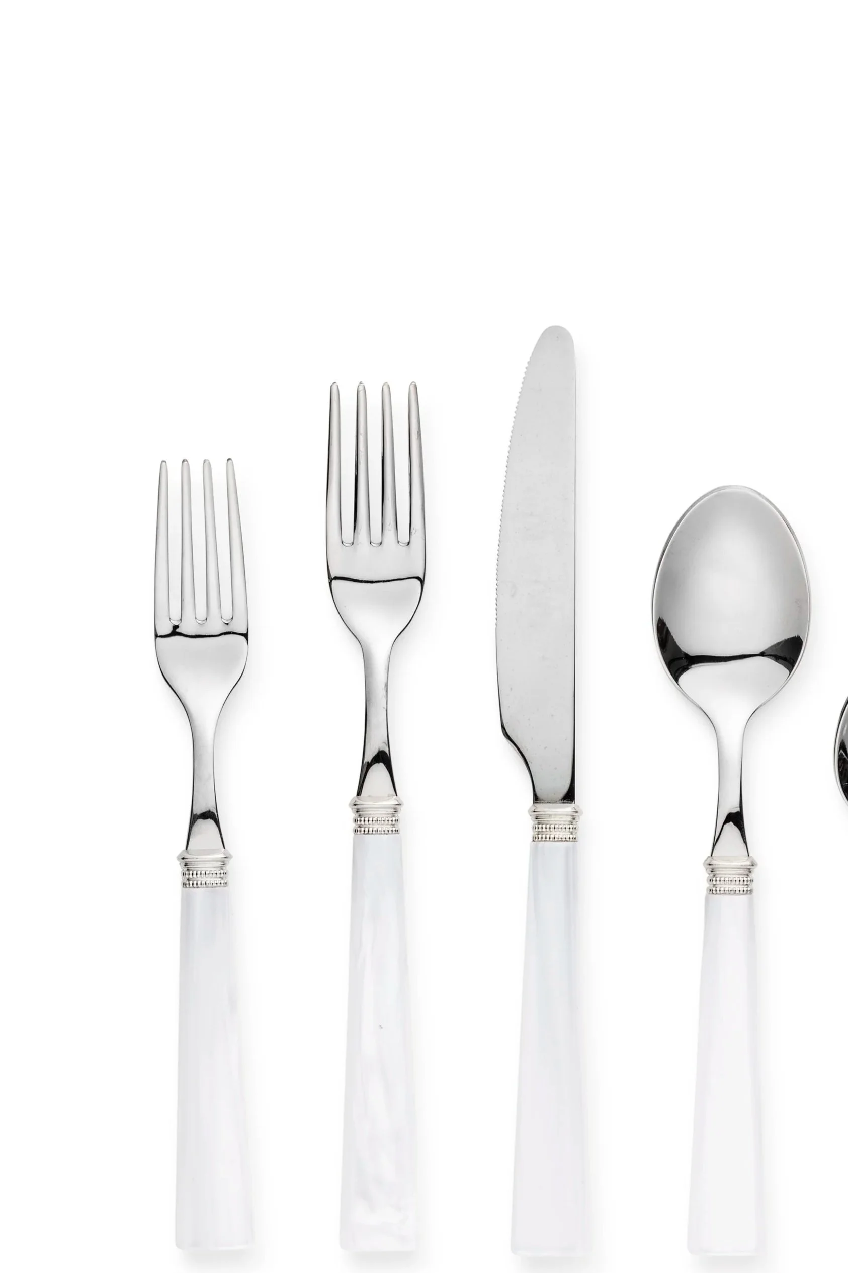Garda Pearl Flatware (per piece)

~ Entree Fork; Salad Fork; Entree Knife; Entree Spoon