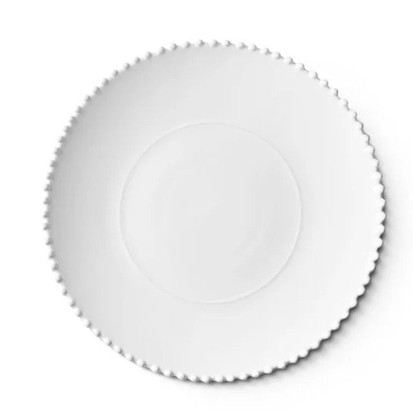 12" White Beaded Charger