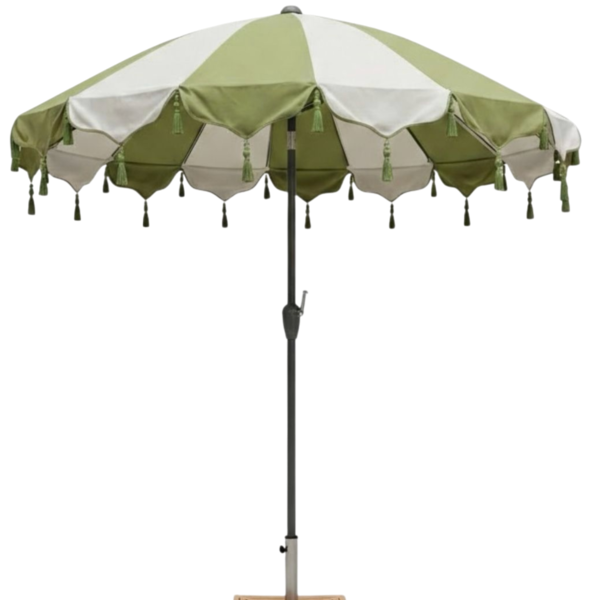 Green & White Striped Umbrella 