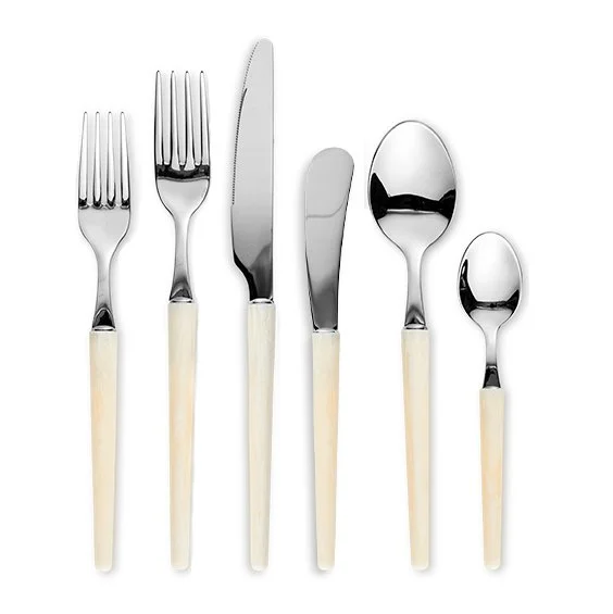 Stiletto Blonde Flatware (per piece)

~ Entree Fork; Salad Fork; Entree Spoon; Teaspoon; Entree Knife; Butter Knife