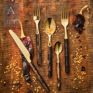 Bamboo Tiger's Eye Gold Flatware