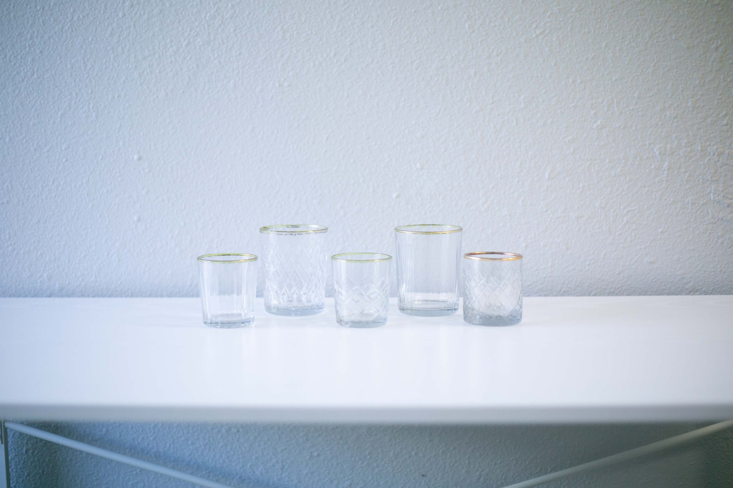Gold Rim Etched Glass Votives $3ea