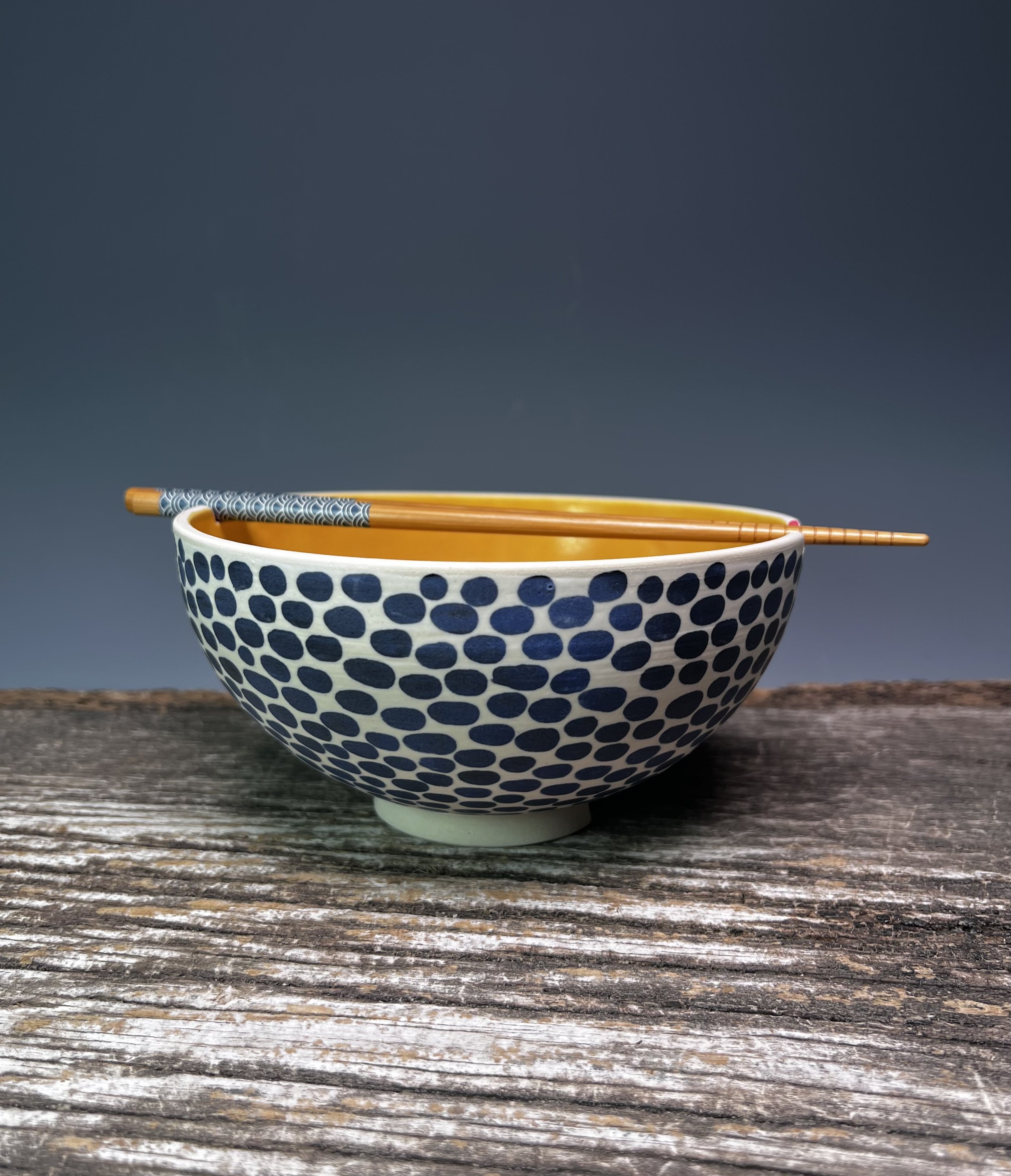 Goldenrod Spotted Ramen Bowl