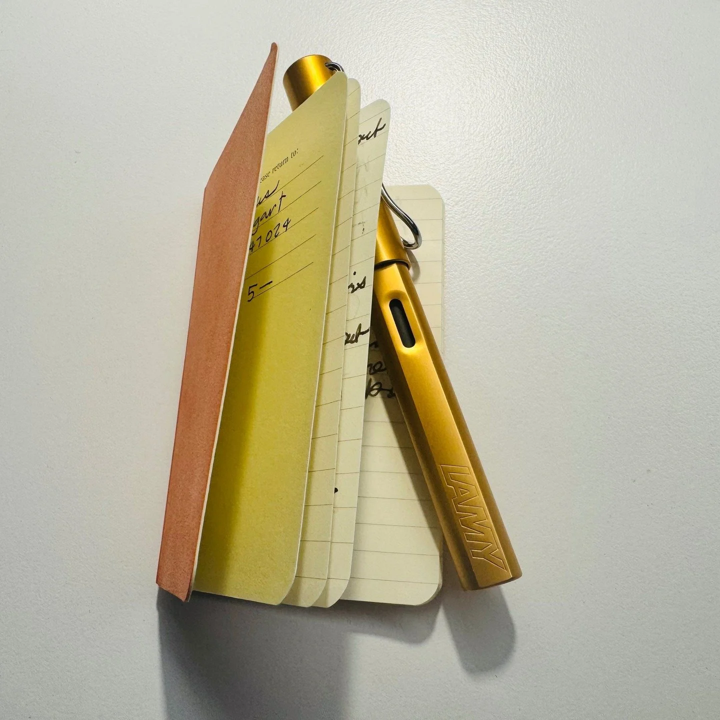 #toolsofthetrade thinking small - writing small - working on the book project in a tiny Moleskine Volant notebook. Using a Lamy Safari pen in copper, with amber ink. #bookproject #howtowriteaboutdesign