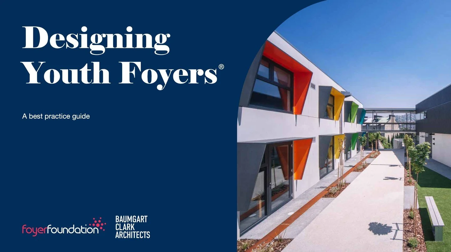 https://www.baumgartclark.com/youth-foyers

Our Foyer document is live! Collaboration with the @foyerfoundation and a long time in the making, please drop by the site and download our Best Practice Guide for Youth Foyer Design. Thanks to the full tea