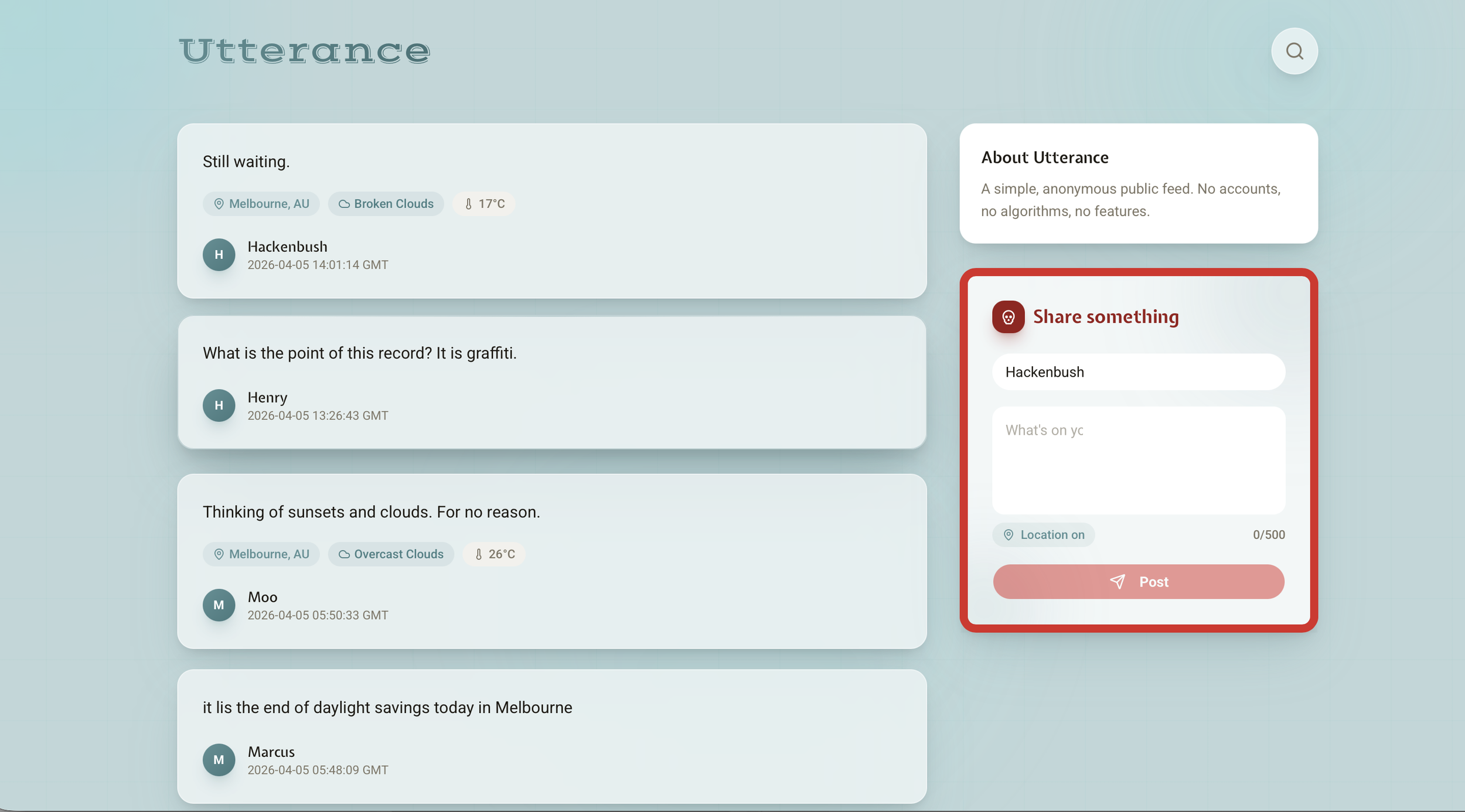 Utterance.social - an experiment