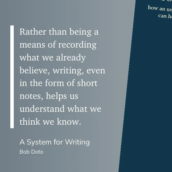 I write in order to develop the thesis presented in the writing. It is a circular process of refinement. I have written one chapter of the nonfiction book How to Write About Design. I am slowly understanding my argument as I write - not before. It is