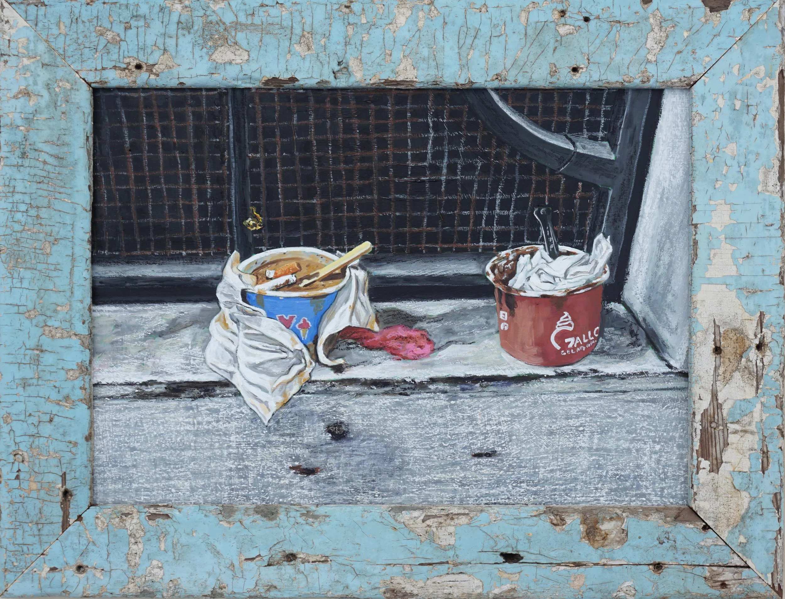 Venice I, oil and oil stick on foam board in artist made frame, 41 x 54cm