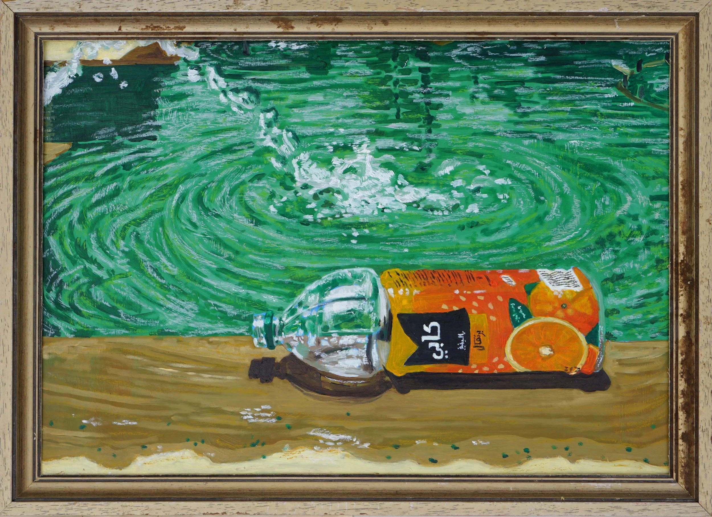 Fes III, oil and oil stick on foam board in artist made frame, 33 x 45cm