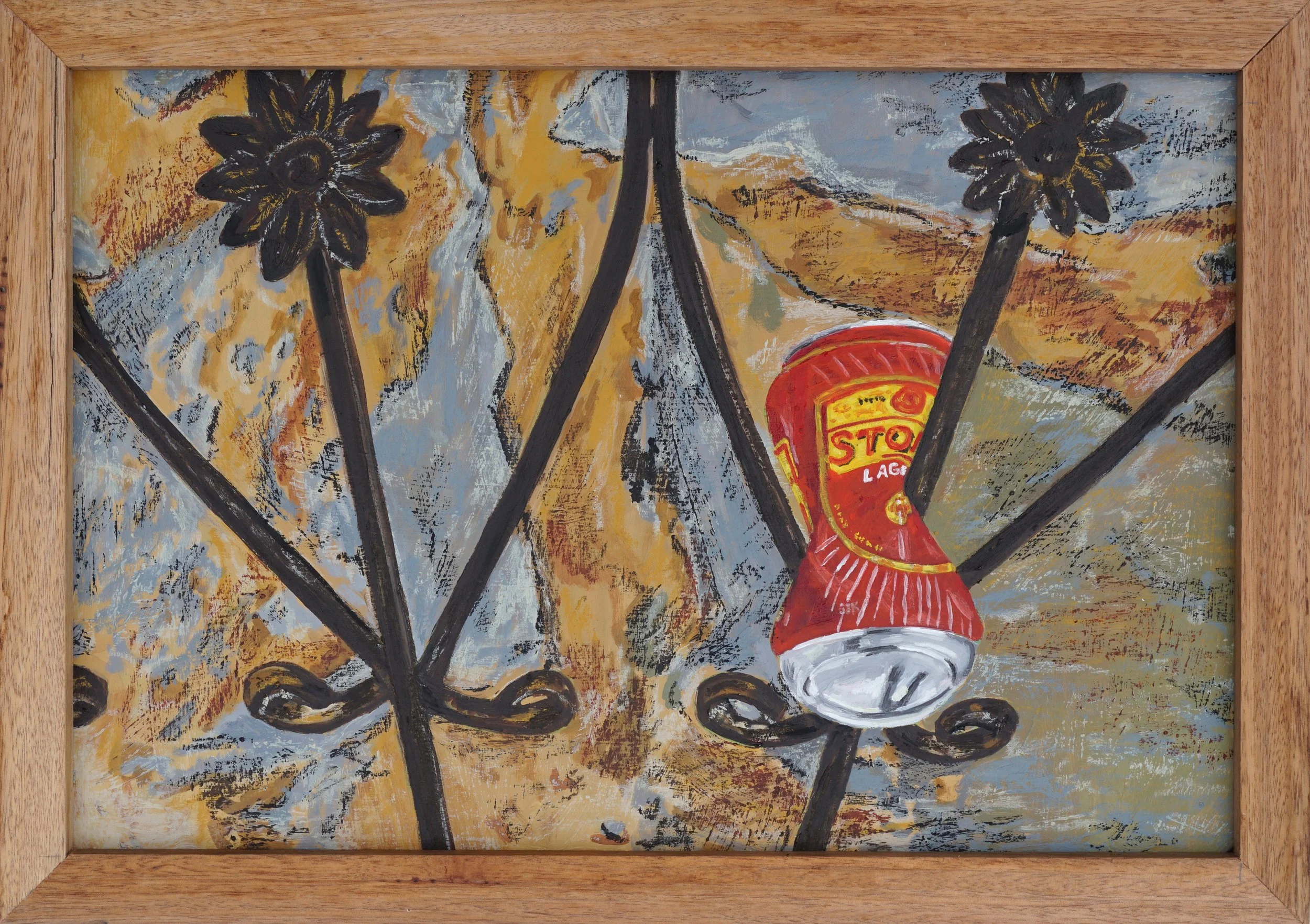 Tinghir II, oil and oil stick on foam board in artist made frame, 32 x 46cm