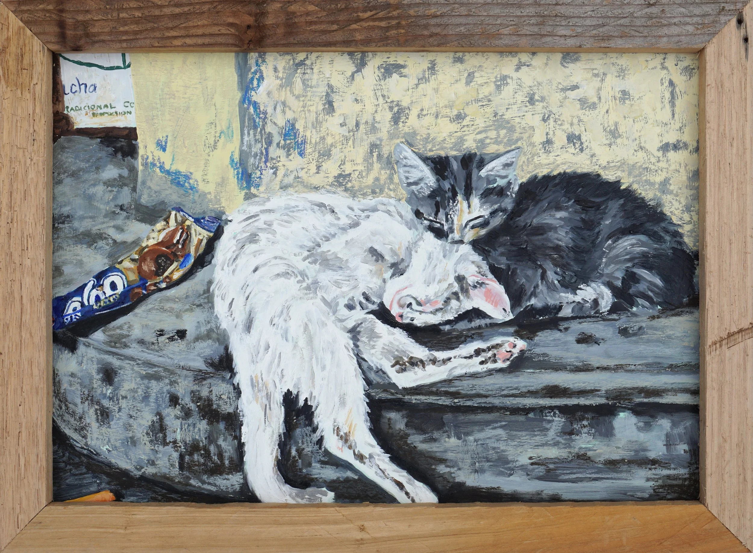 Fes II, oil and oil stick on foam board in artist made frame, 38 x 50cm