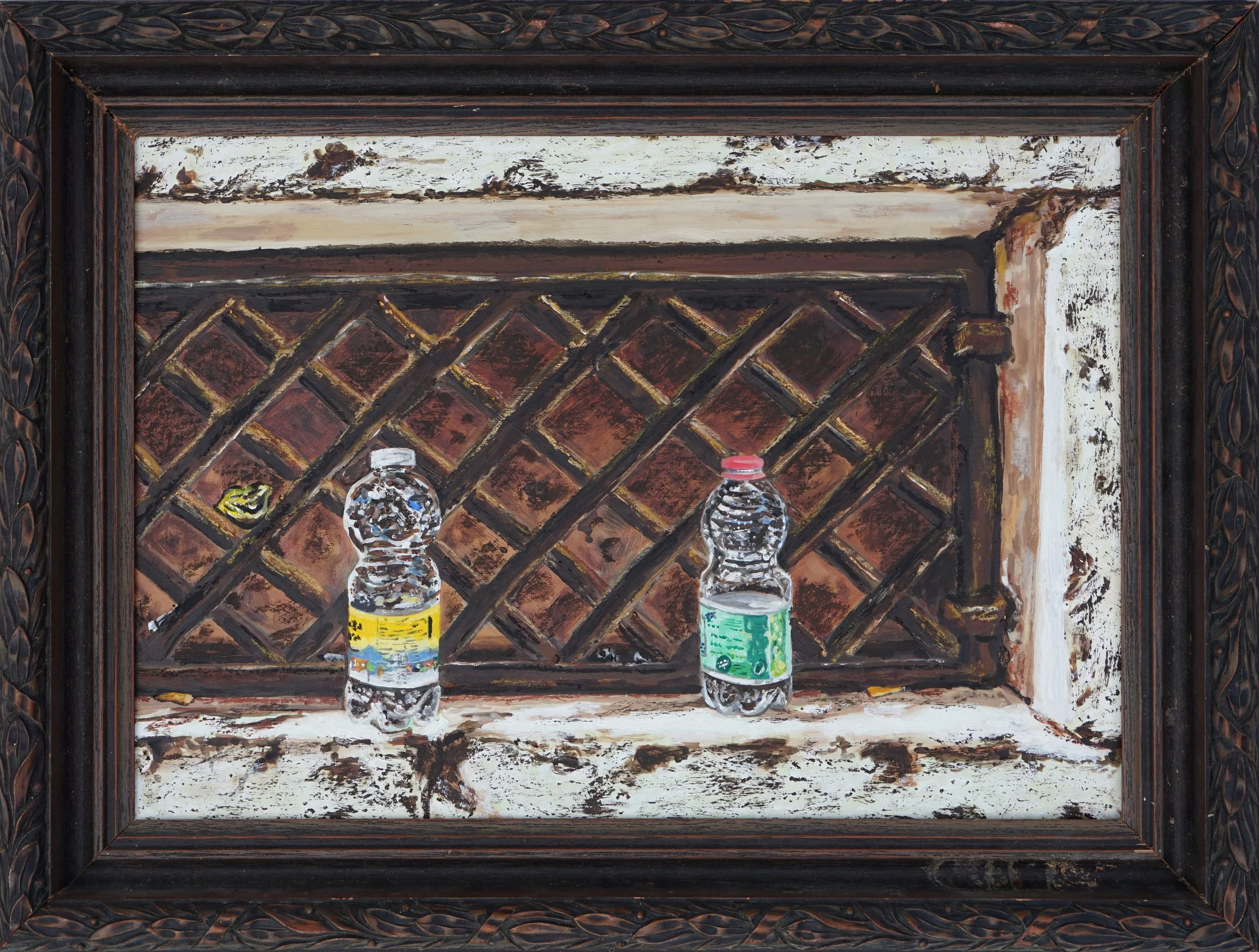 Venice II, oil and oil stick on foam board in artist made frame, 39 x 52cm