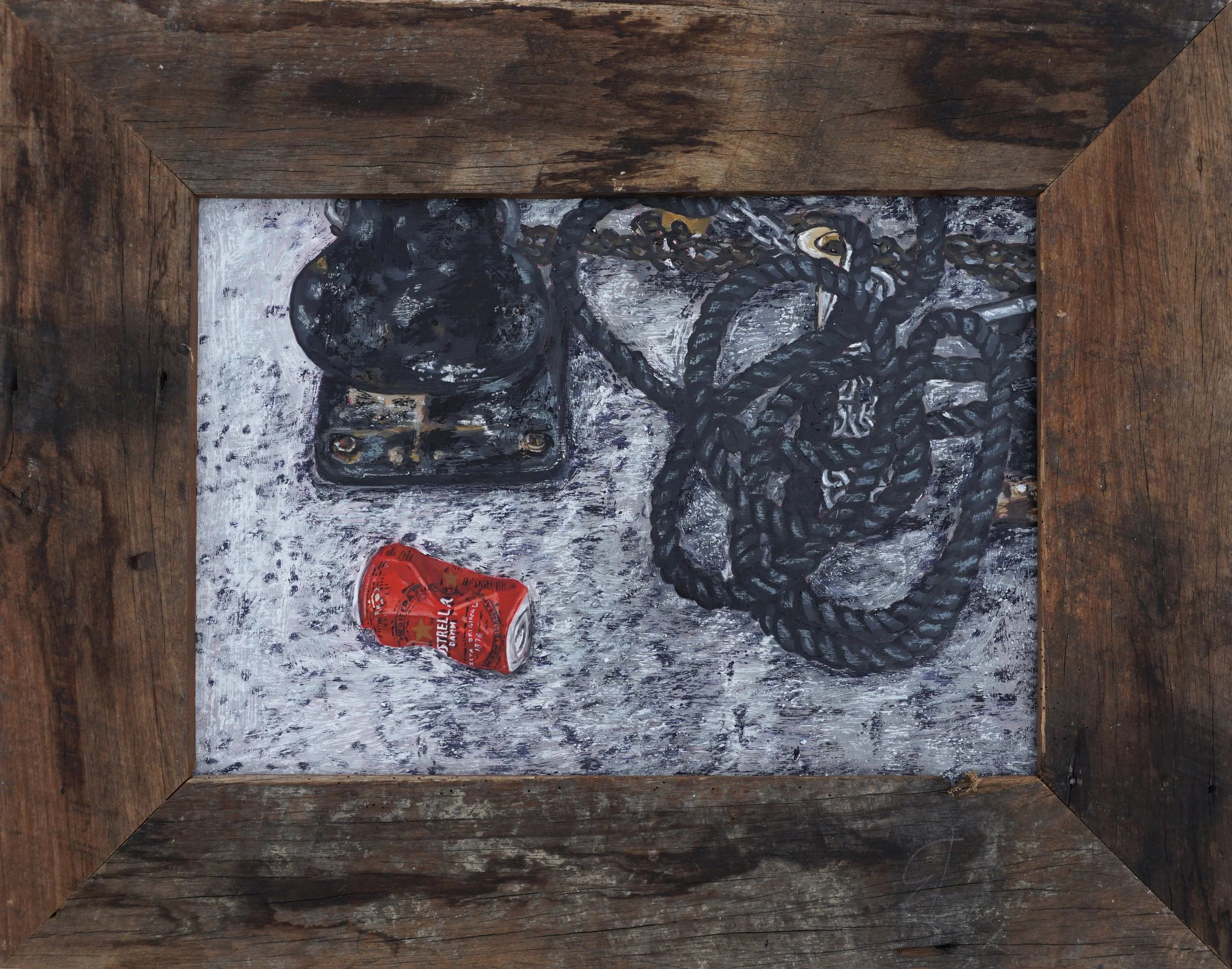 Palma II, oil and oil stick on foam board in artist made frame, 46 x 59cm