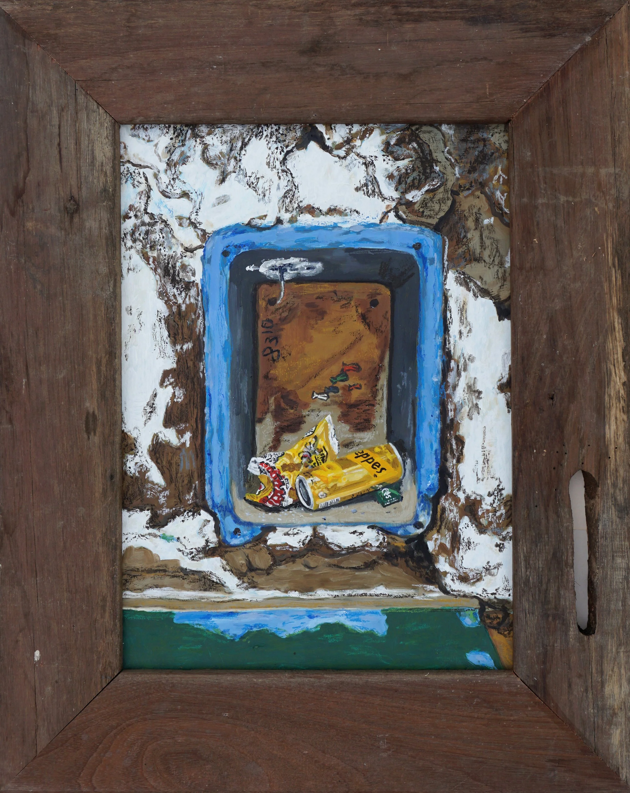 Asilah II, oil and oil stick on foam board in artist made frame, 59 x 47cm