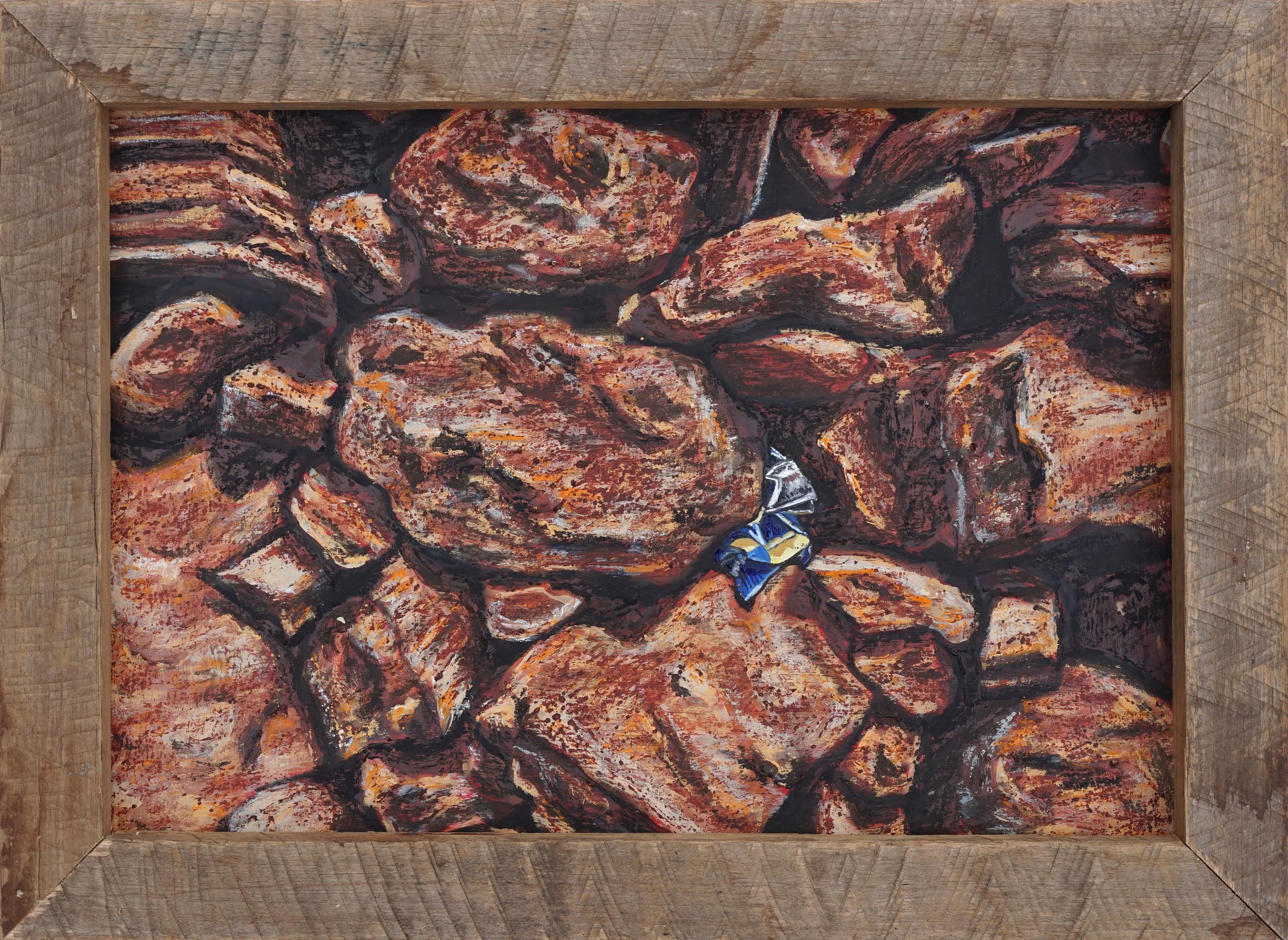 Ait Benhaddou, oil and oil stick on foam board in artist made frame, 37 x 49cm