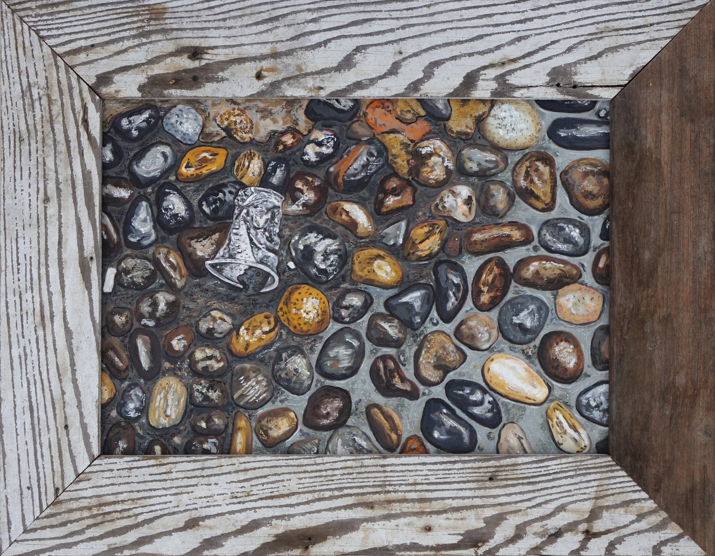 Milan, oil and oil stick on foam board in artist made frame, 45 x 58cm