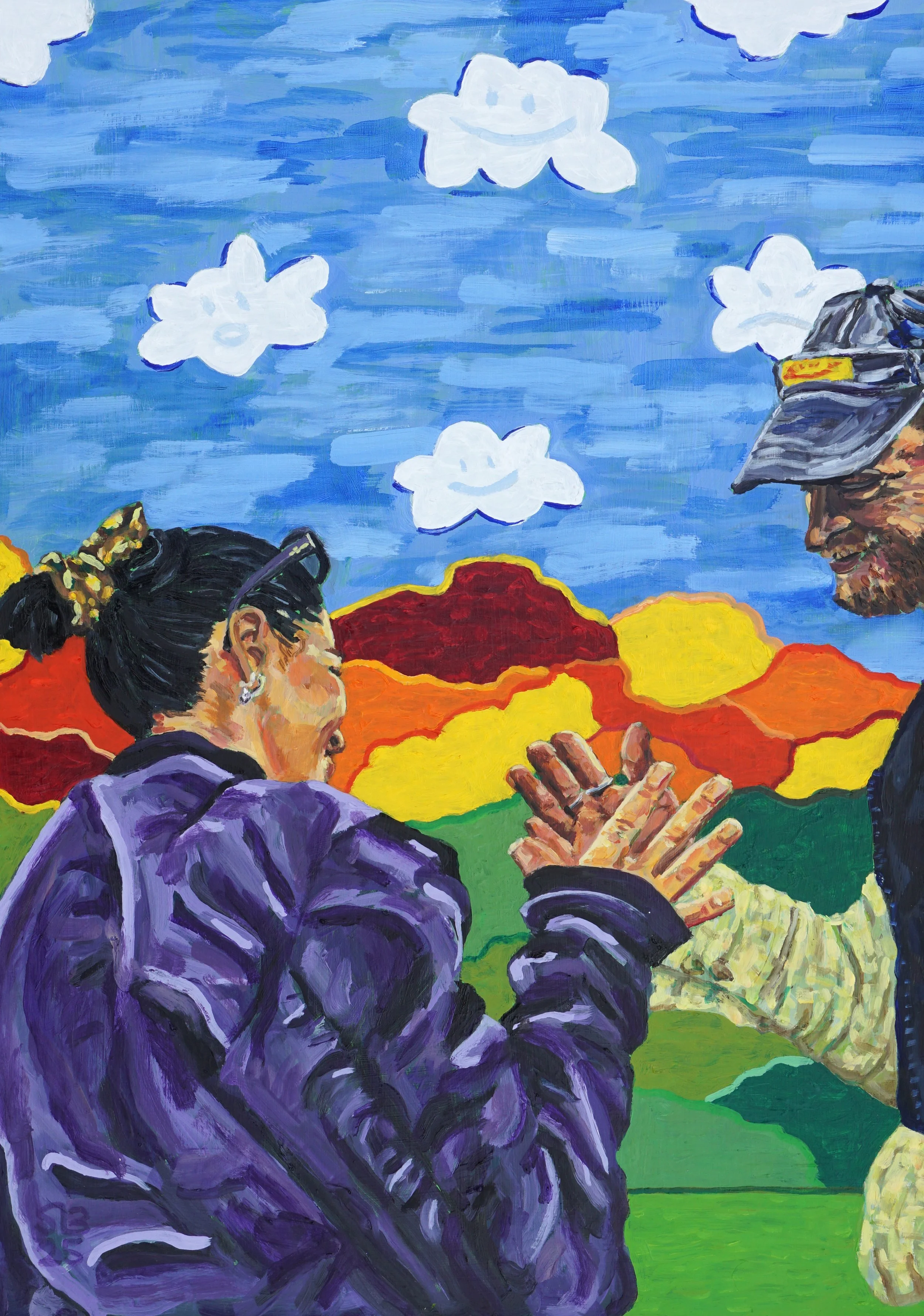 Angela and Rohan, oil on foam board, 42 x 29.5cm