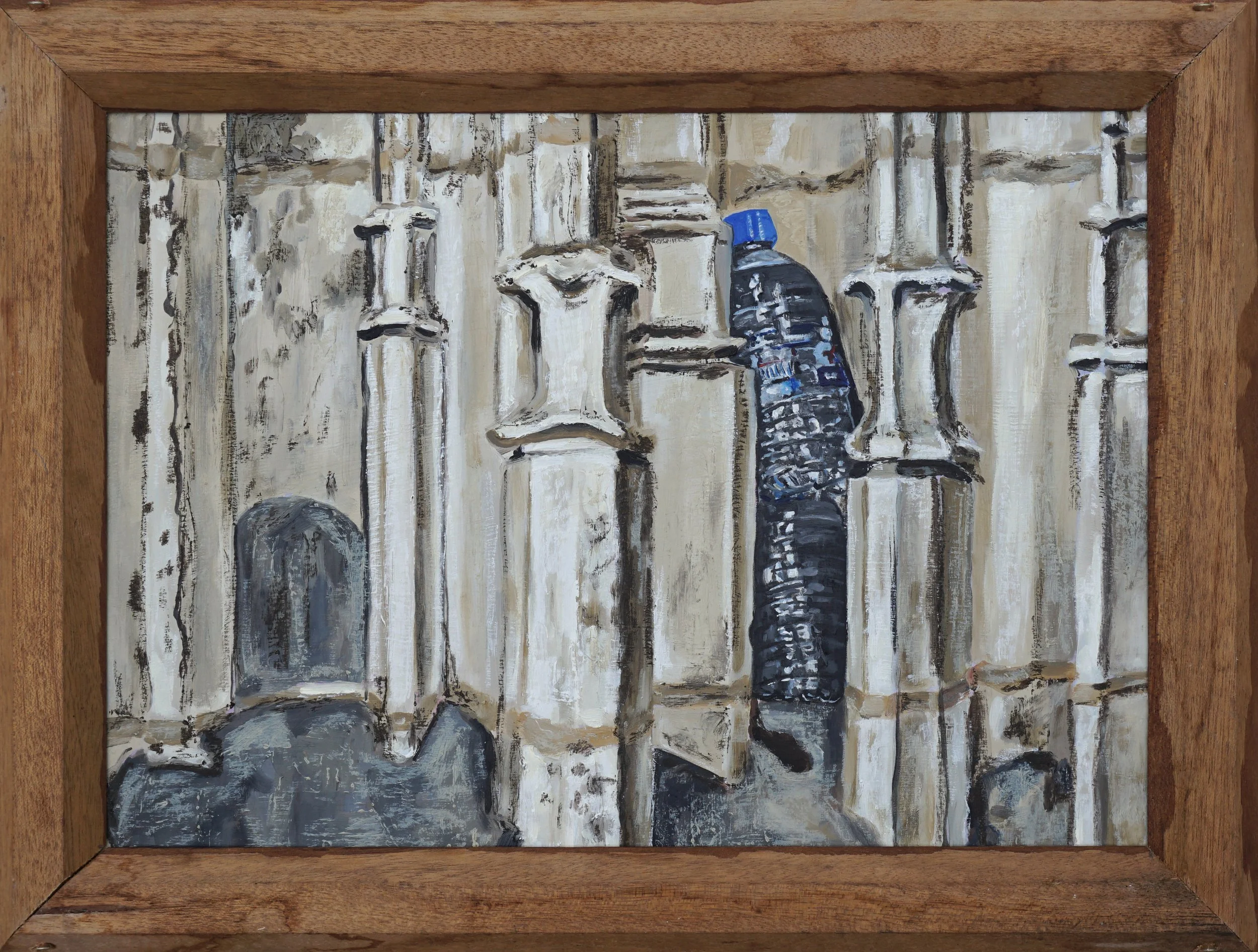 Rouen, oil and oil stick on foam board in artist made frame, 38 x 50cm