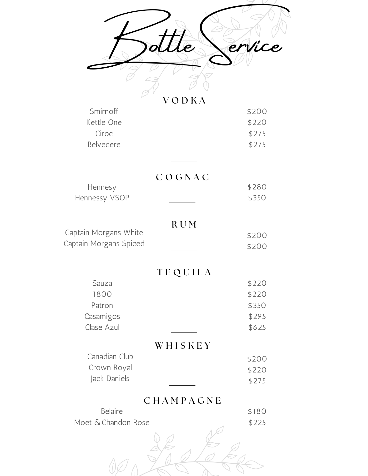 Bottle Menu — Sankofa Lounge & Restaurant