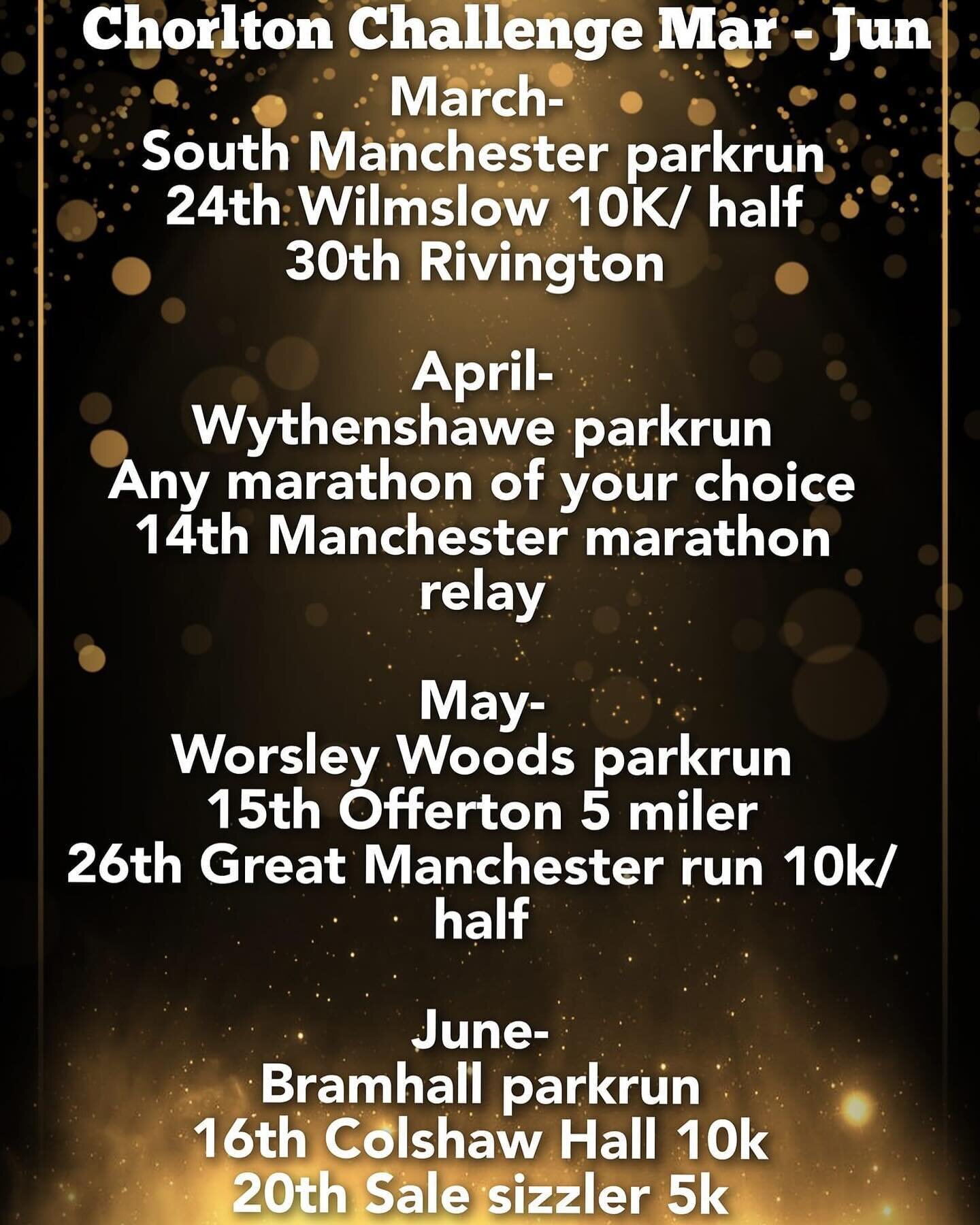 🖤Final Chorlton Challenge Races💛
Below details the final Chorlton Challenge races for the championship up to June! It&rsquo;s been great to see so many CRs at events and we hope you can join us in the Spring 🐣 events will be added to the FB page t