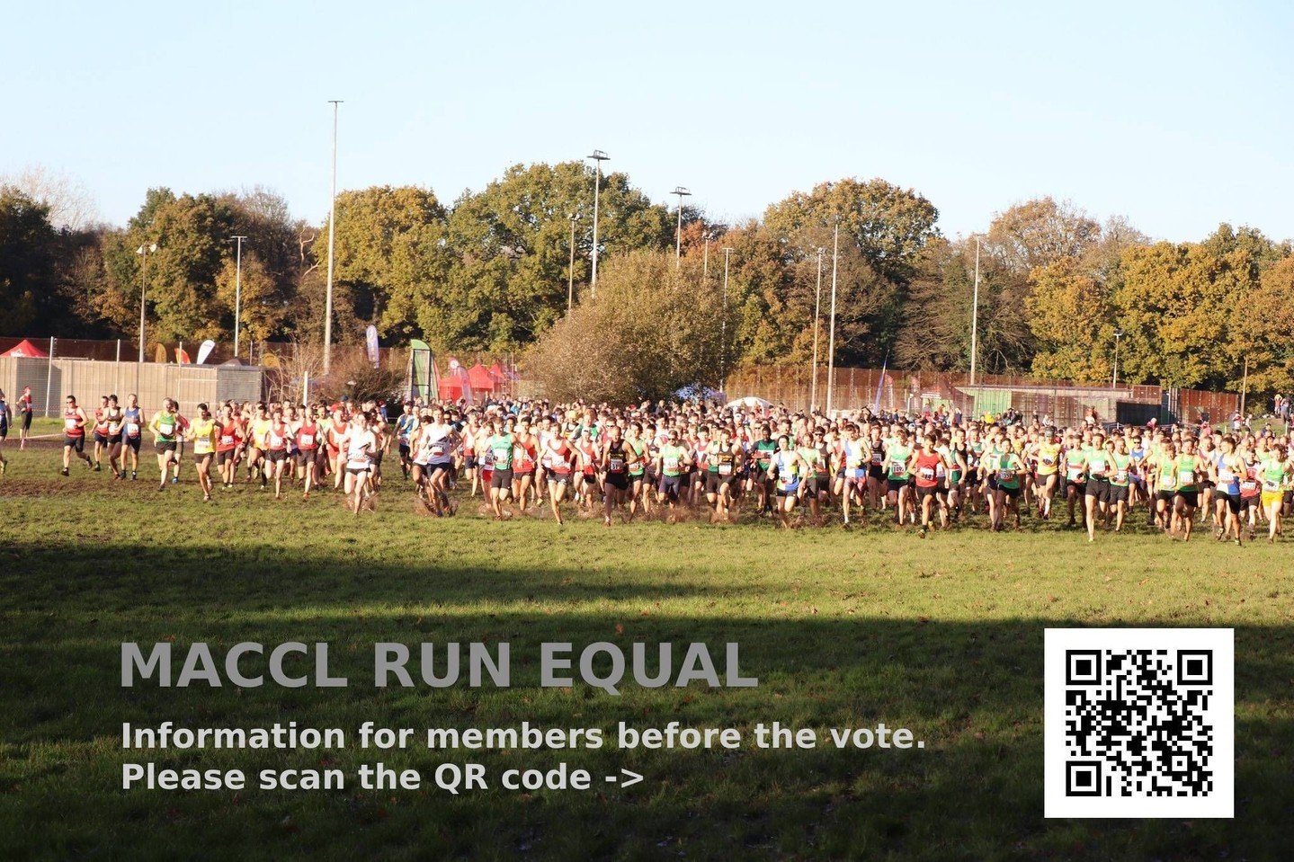 Morning everyone.

MACCL's Run Equal voting will be happening next week. Each club gets a single vote on the matter, to be submitted by 24th April.

We will be conducting our vote next week - but ahead of that, please review the information presented