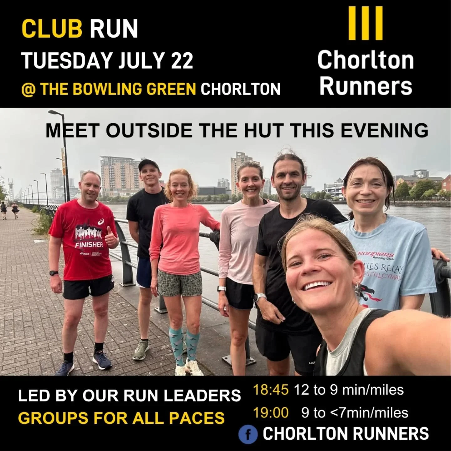 21/07/25
Get your week going with our club runs and sessions this week! 🏃💨👟👏

Loads to get involved with, for everyone at all abilities... 
* Tuesday Club Run - 18:45 &amp; 19:00 @ The Bowling Green - MEET OUTSIDE THIS WEEK
* Tuesday Speed Se
