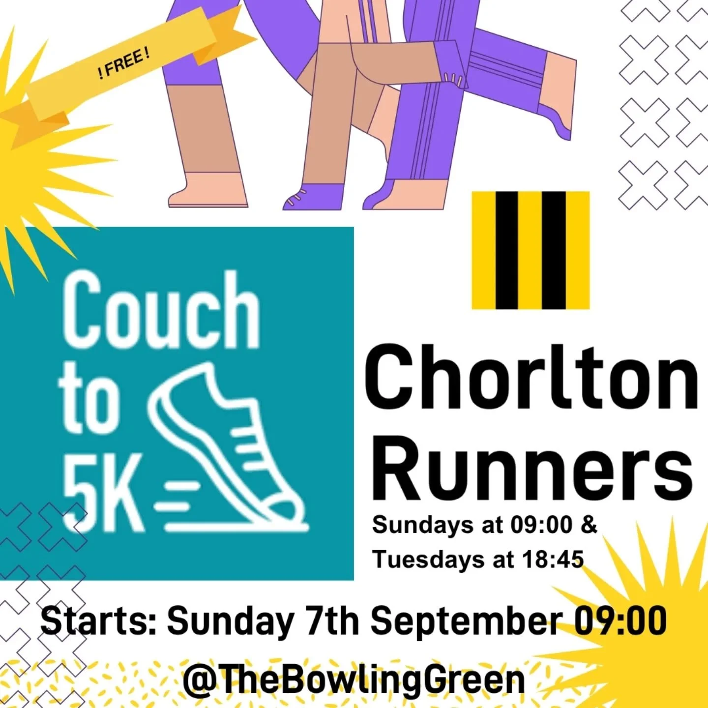 Chorlton Runners Couch to 5k! FREE!!

**** Sign up by the link in our bio link tree ****

Come down and join us for the next cohort of C25K, with brilliant leaders from Chorlton Runners helping you in a friendly and welcoming environment. 

** STAR