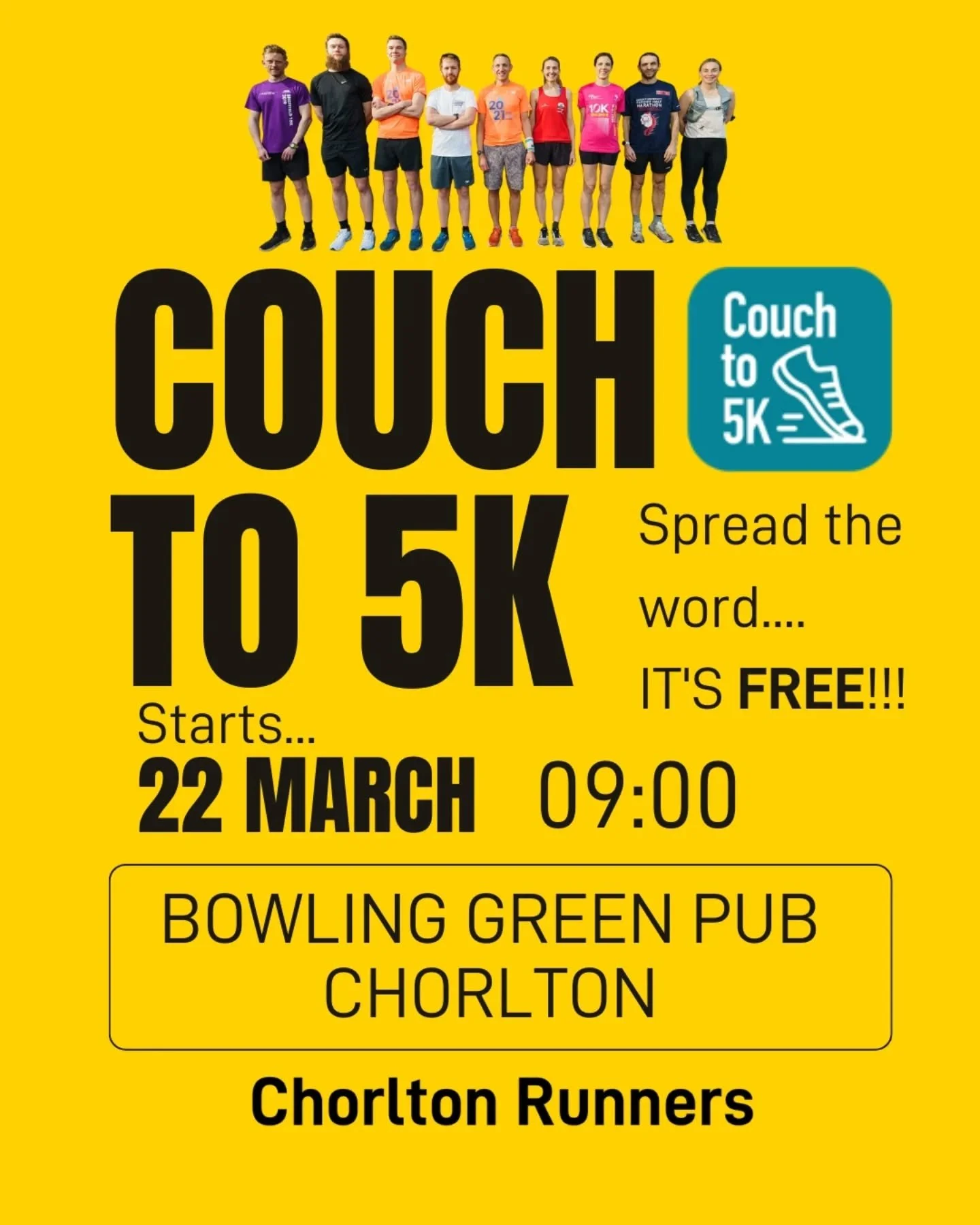 🐝Chorlton Runners Couch to 5k!👟

🛋️2️⃣5️⃣K

Sign up through the link in our bio linktree 🔗🌲

Come down and join us to help start or restart your running journey in a friendly and welcoming environment with Chorlton Runners 💗🙂👟

🏁STARTS🏁
WHE