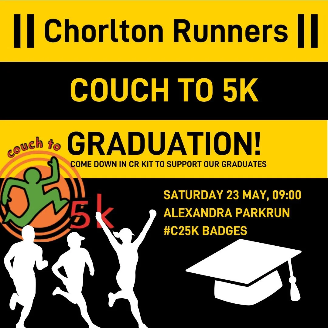 ❤️ WELL DONE TO OUR COUCH 2 5K GRADUATES! 💯🎉

THEY HAVE COMPLETED THEIR COUCH TO 5K TRAINING!!

CR Couch to 5k graduation will take place Saturday 23 May at ALEXANDRA PARKRUN! 

Please come down in CR kit to support our graduates and stick around a