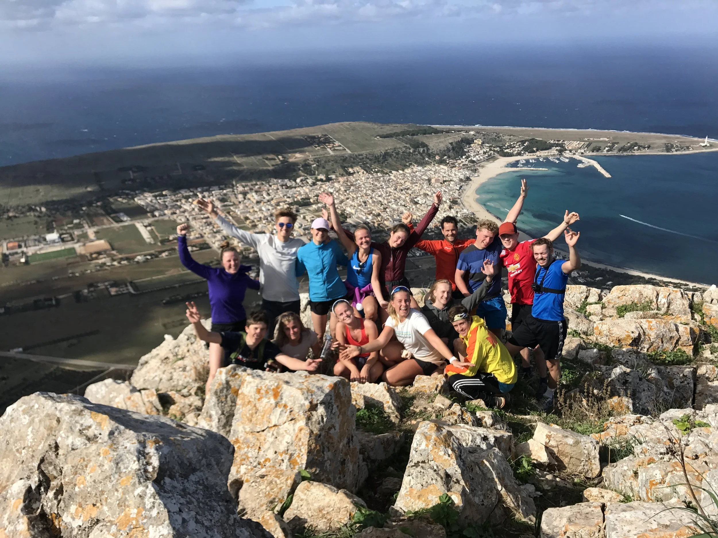 Skiing and climbing on a study trip to Sicily