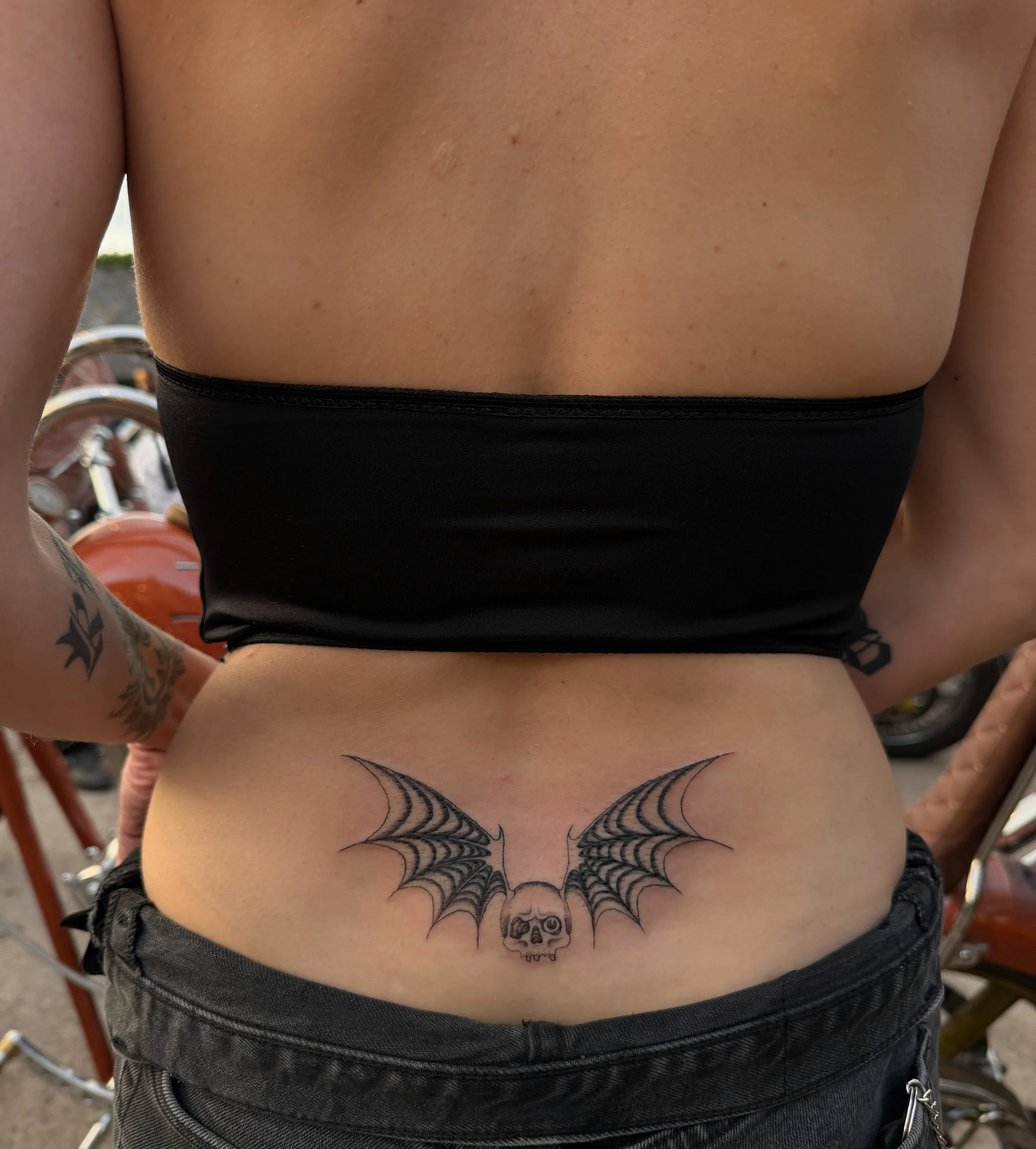 Cool tats only at the chopper show 🦇🖤