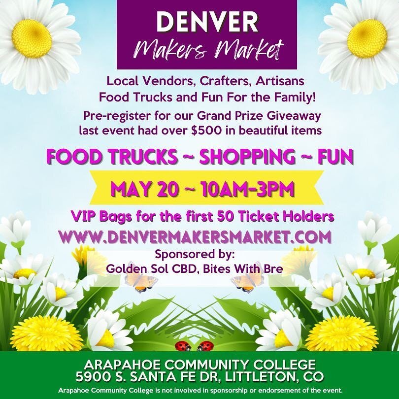 🐾See you this Saturday @arapahoe_cc from 10am-3pm for the @denvermakersmarket 

🐾This Sunday is the start of @visitdenverhighlands from 9am-1pm! 🥳🥳🥳

🌞It&rsquo;s suppose to be beautiful this weekend! Come out and support your local businesses ?