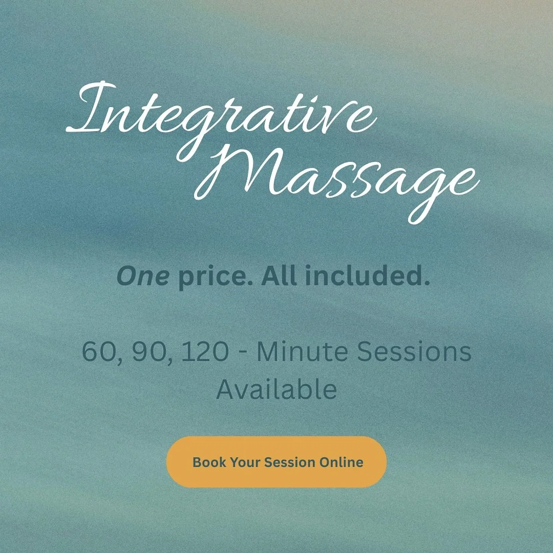 ✨ Integrative Massage &mdash; One price. All included. ✨
Deep tissue, Swedish, and targeted techniques&mdash;customized to your needs. Choose from: 🌿 Hot towels 🌿 Aromatherapy 🌿 CBD cr&egrave;me 🌿 Cupping 🌿 Face &amp; Scalp Therapeutic Focus 🌿 