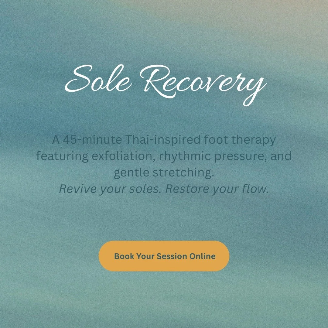 Restore balance and soothe tired feet with our Sole Recovery foot therapy. 🌿 This 45-minute Thai-inspired session combines exfoliation, reflexology, and gentle stretching to melt away tension and rejuvenate your energy. #SoleRecovery #FootTherapy #T