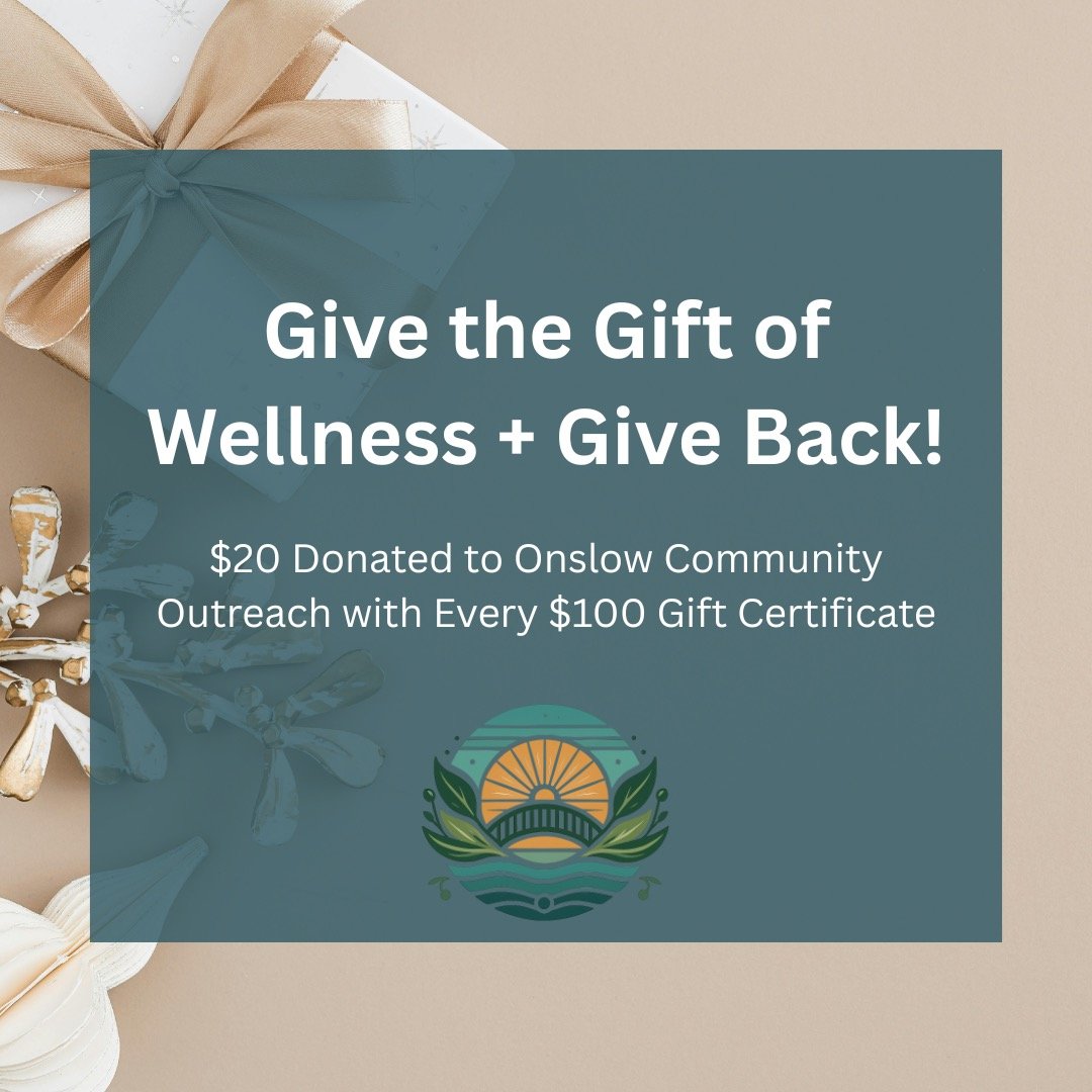 Looking for the perfect gift this season? Give the gift of wellness with a massage gift certificate or infrared sauna package. $20 from every purchase will be donated to Onslow Community Outreach to support local families in need.

Link in bio to pur