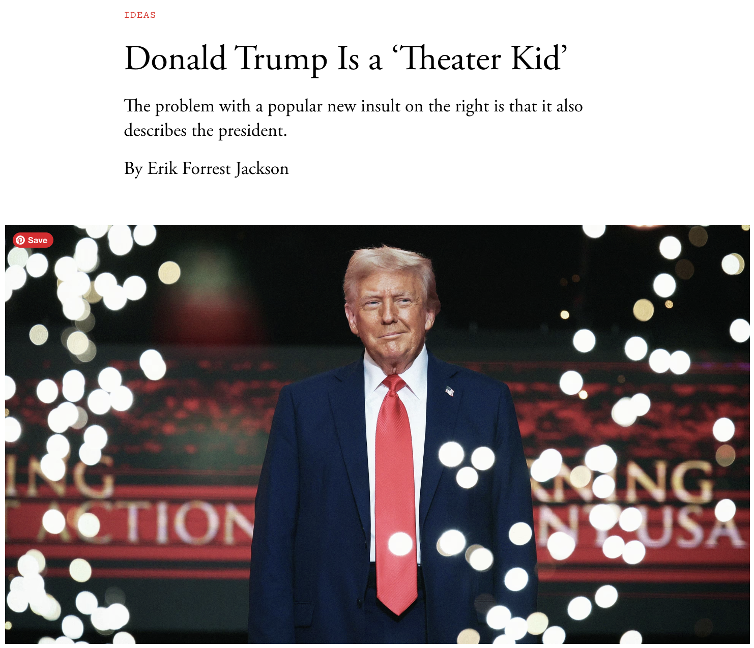 Donald Trump Theater Kid The Atlantic Monthly Essay Broadway
