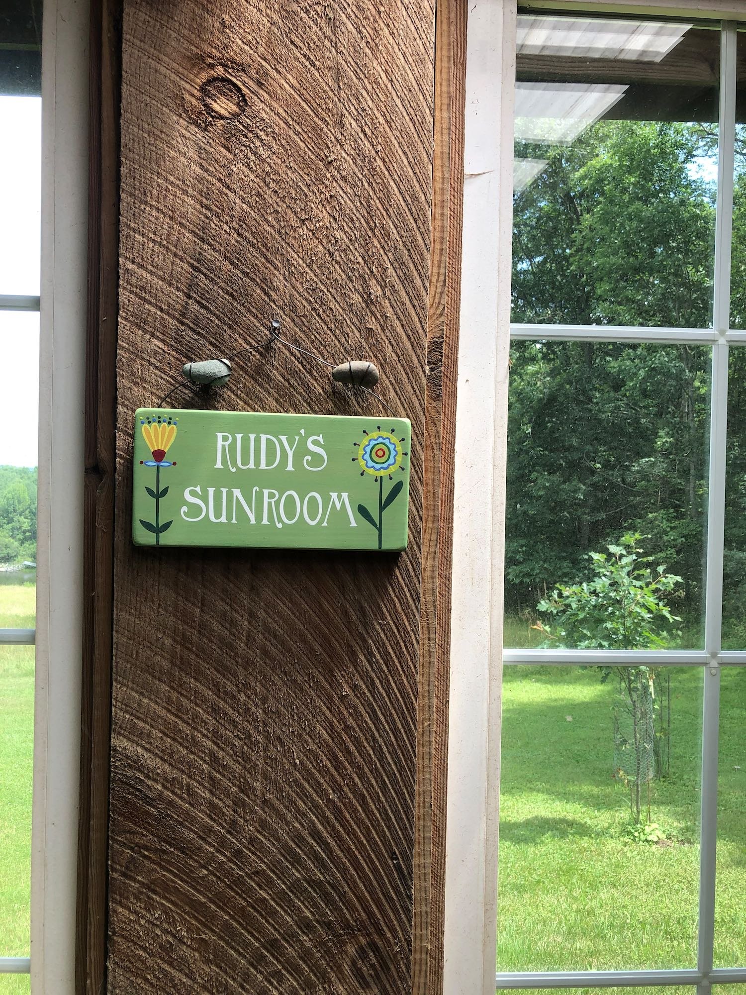 Our talented friend Tiffany made this beautiful sign for Rudy's sunroom. She also made our welcome sign.
