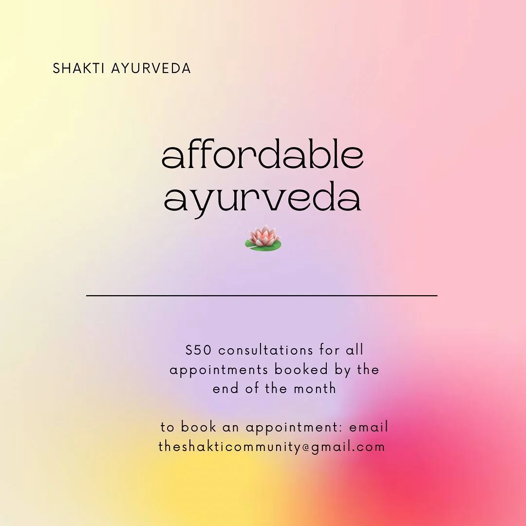my goal has always &amp; will always be to provide affordable ayurvedic services for everybody 🪷😌

$50 ayurvedic consultations until end of feb 

to book a session email me at theshakticommunity@gmail.com

#affordableholisticmedicine #ayurveda #ayu