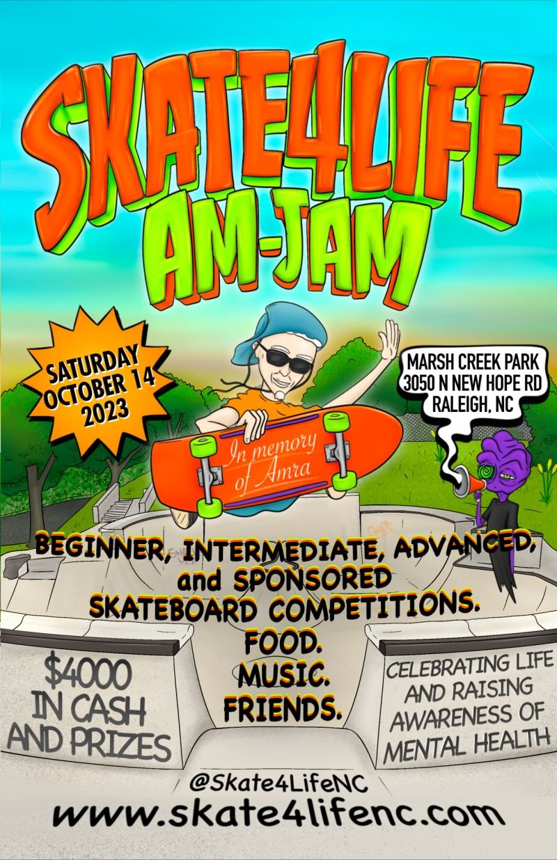 Gnarley Nick Baxter, Raleigh Based Artist Skate4Life AM JAM