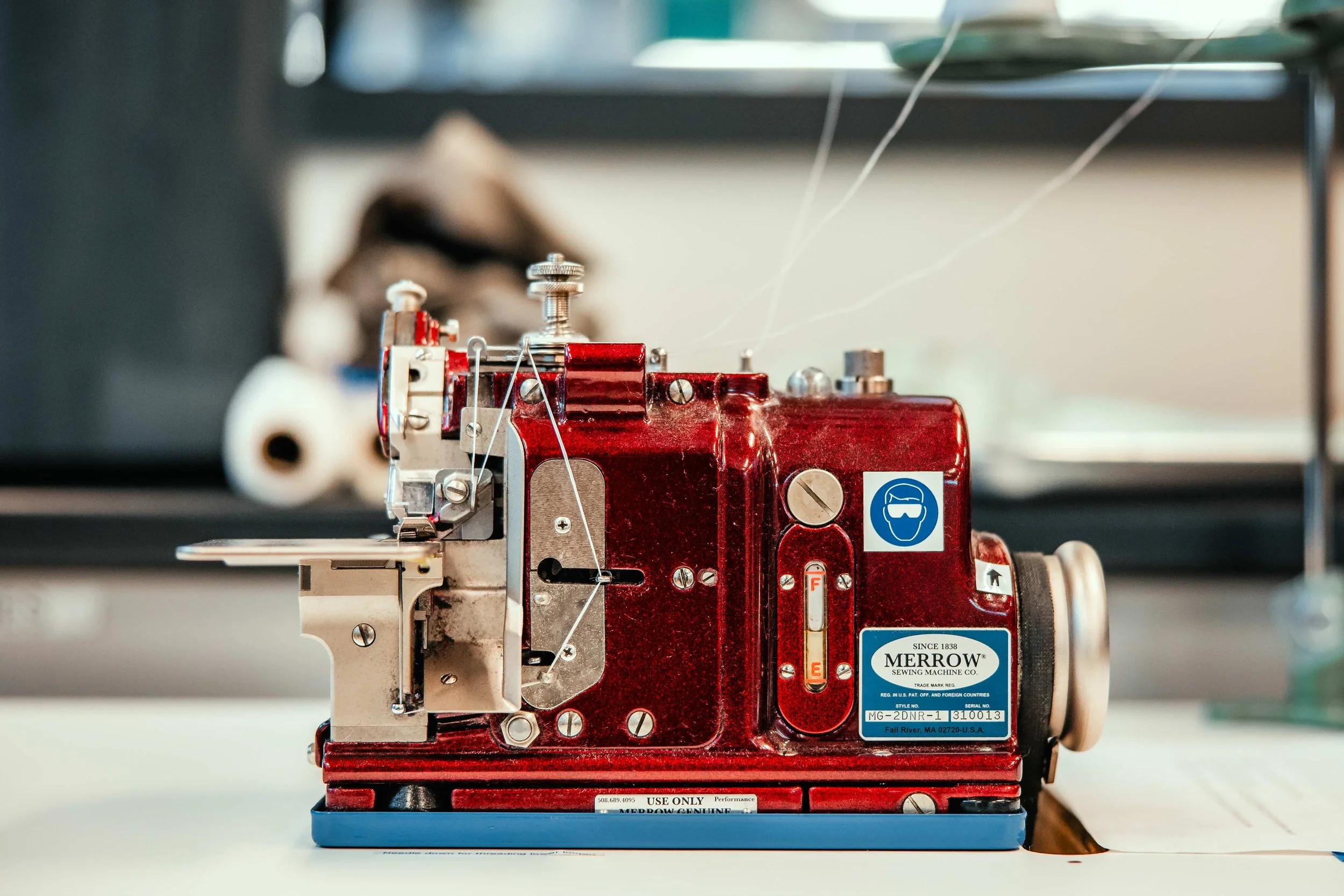 merrow sewing machine at fourbital factory in burlington, vermont