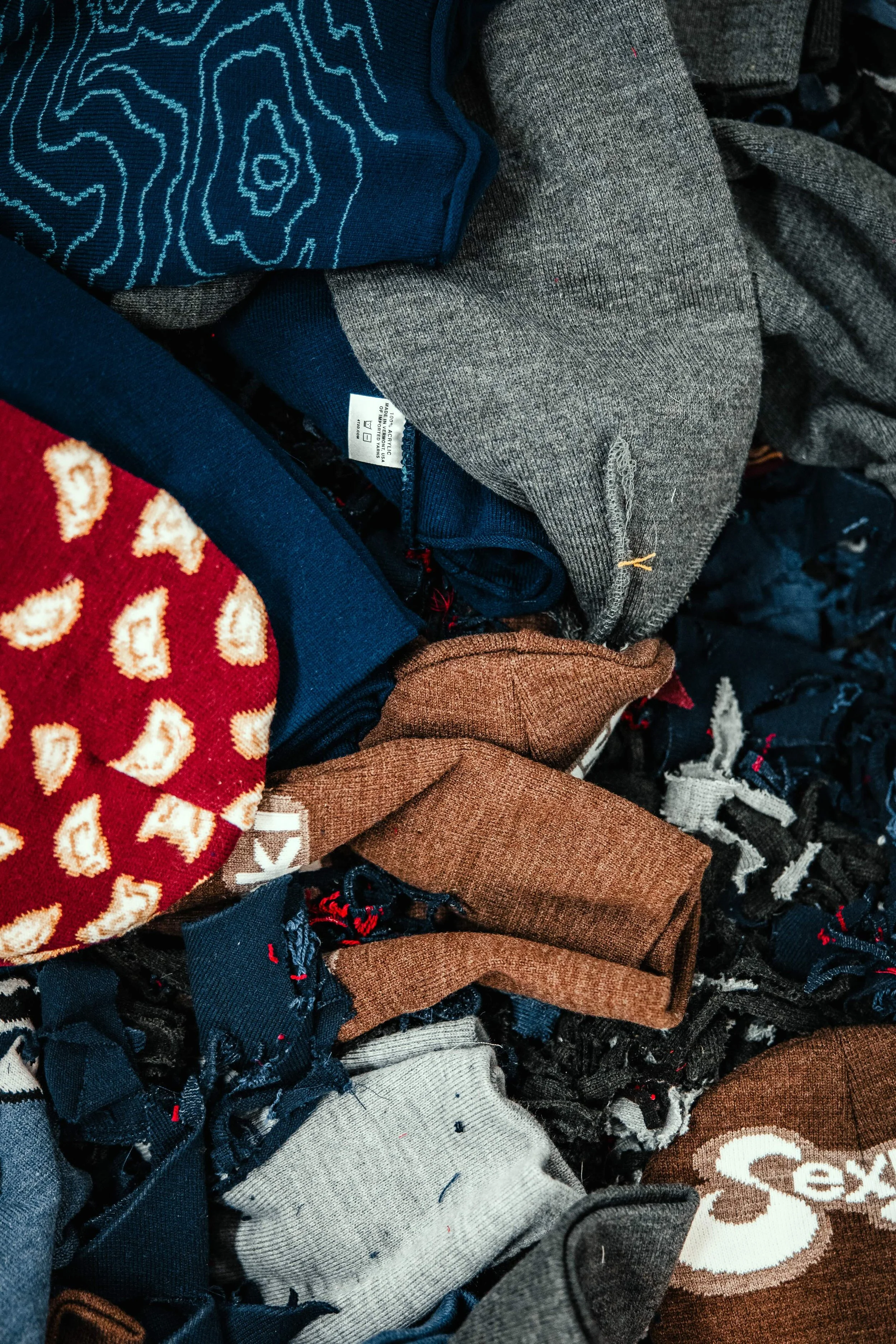 various sample beanie styles at fourbital factory