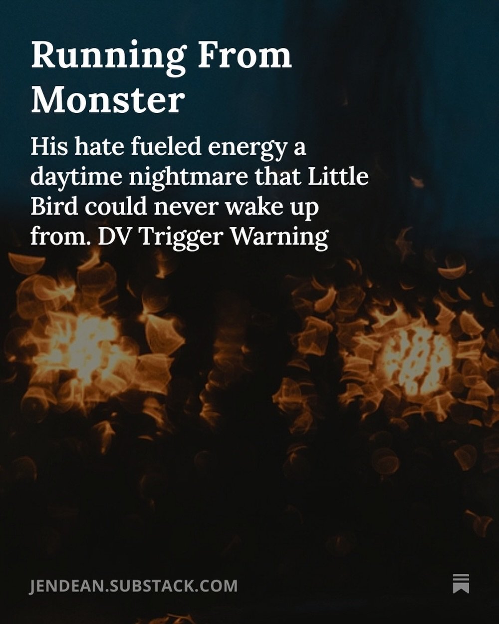 DV trigger warning 
Mother told them to pray. Pray that Jehovah God would keep them safe as they screamed into the hairpin turns of the Northern California mountains. They prayed every day for lots of things, average requests of Gods help. But this w