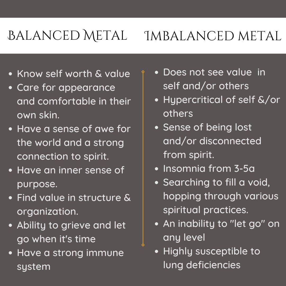 What are you up to this Sunday? 

Join Suzanne Spiegel and I at Soul Tree Yoga to harness the incredible magic of this season and the metal element!

🍂🖤🍂

This list reflects some of the ways in which imbalance may show up. 

The energy of the meta